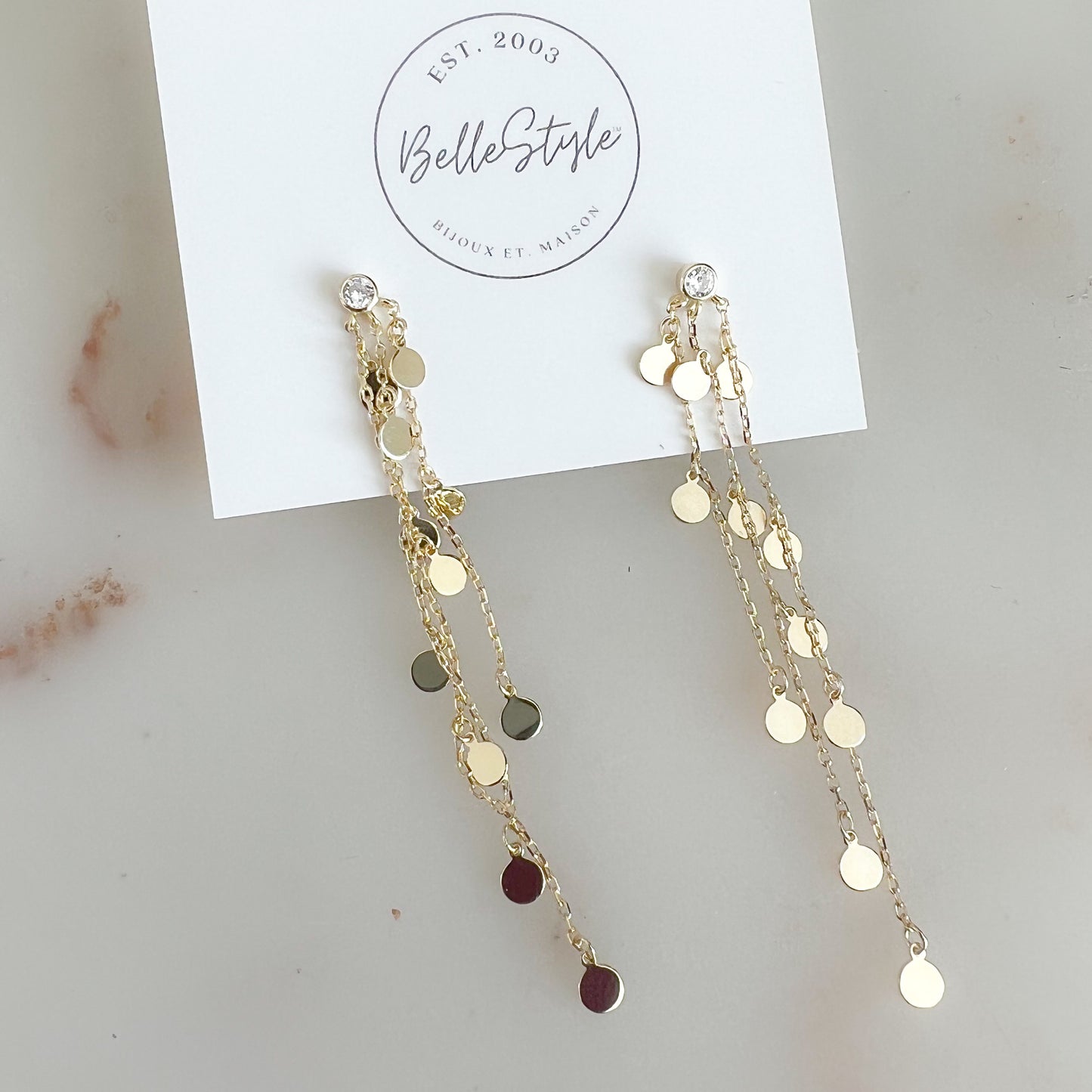 Sequin Drop Tassel Post 925 Earrings - BelleStyle