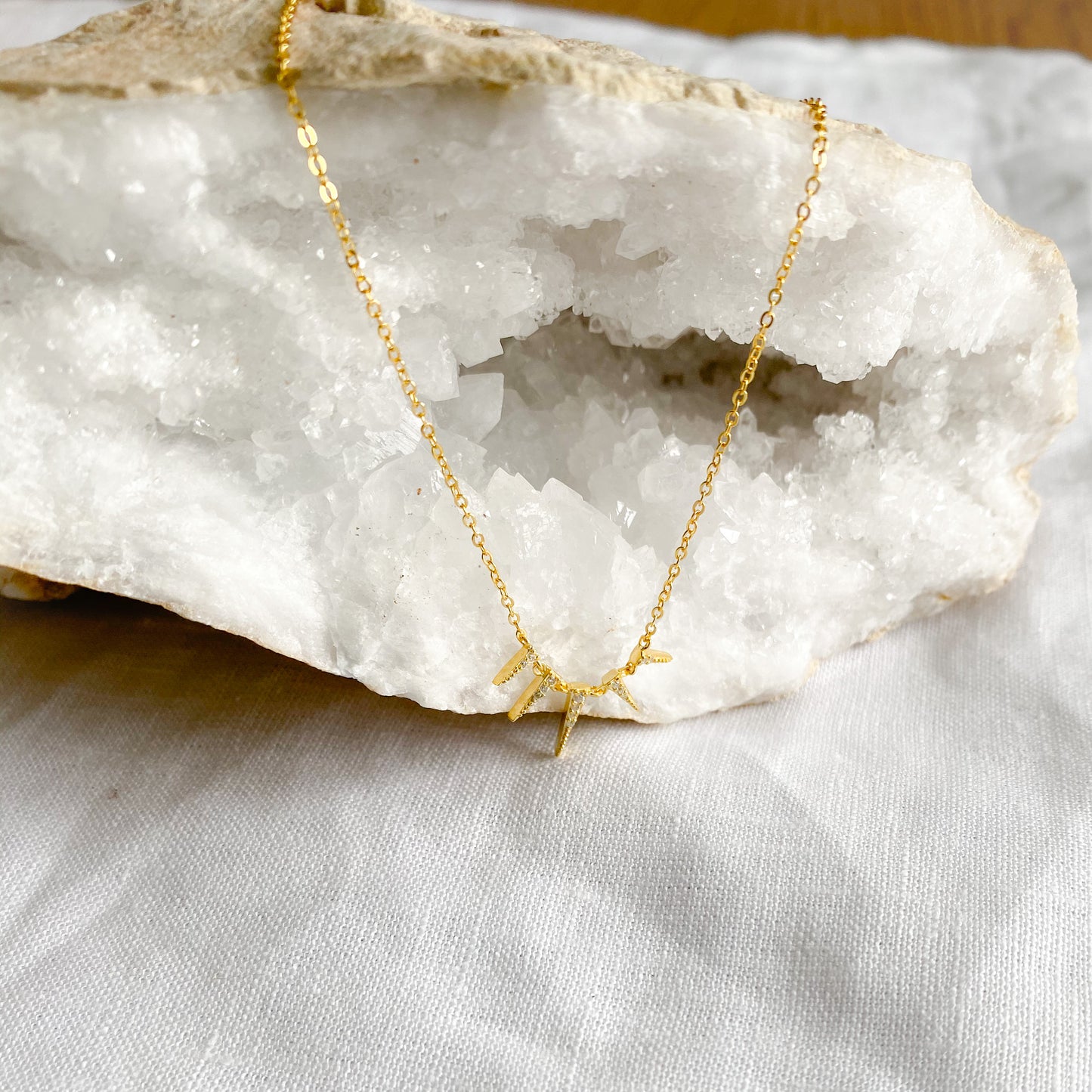 Sunbeam Gold Crystal Necklace - BelleStyle