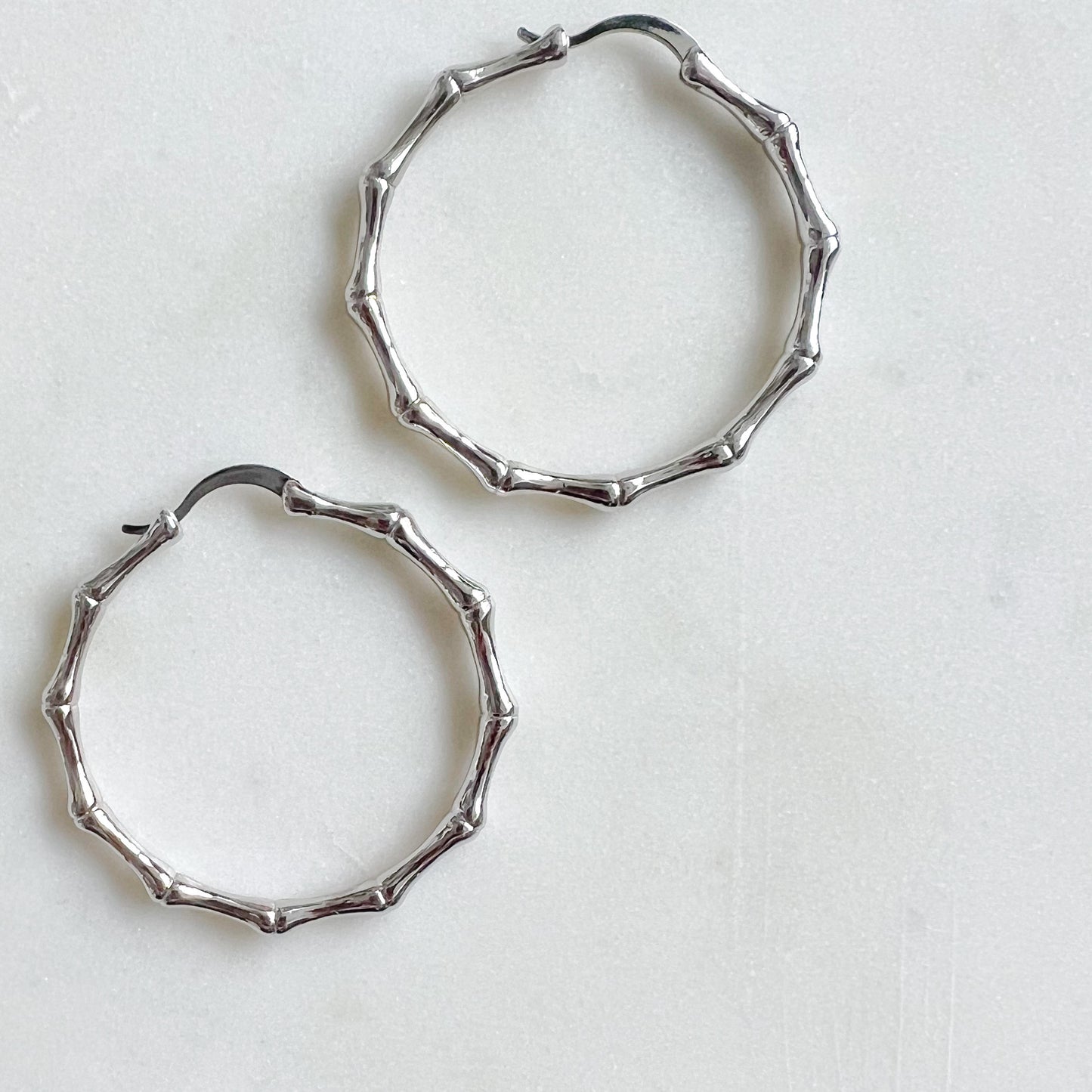 Bamboo 925 Hoop Earrings