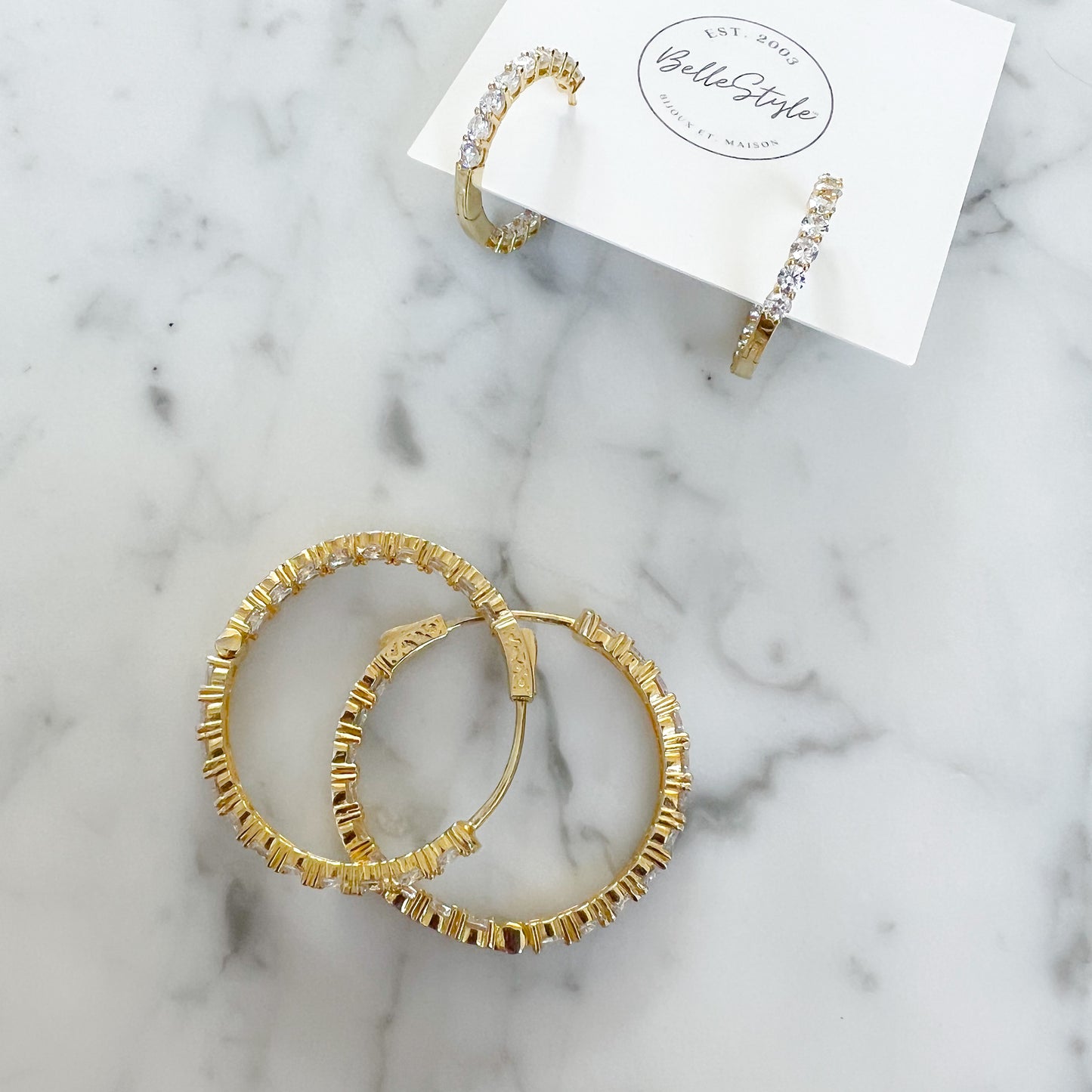 Bordeaux Crystal Hoop 925 Earrings - BelleStyle