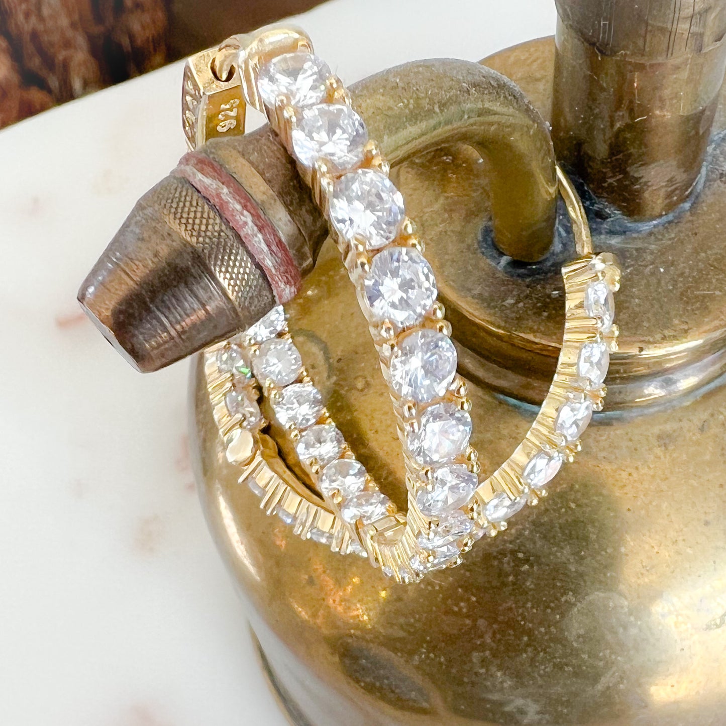 Bordeaux Crystal Hoop 925 Earrings - BelleStyle