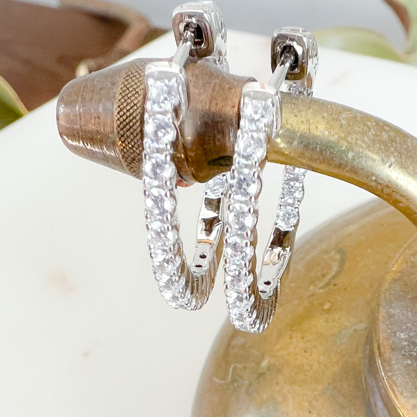 Bordeaux Crystal Hoop 925 Earrings