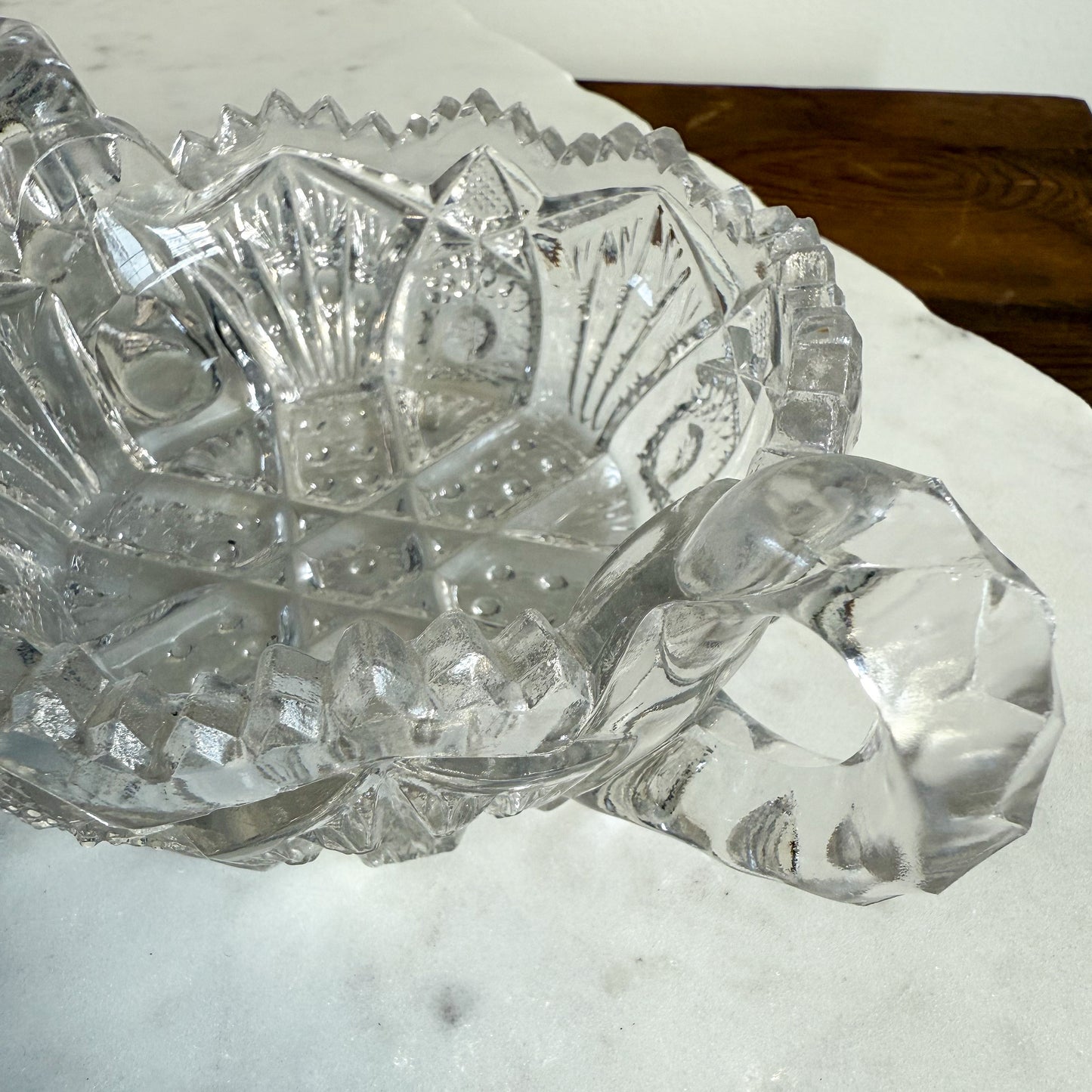 Wales Vintage Crystal Double Handle Jewelry Bowl