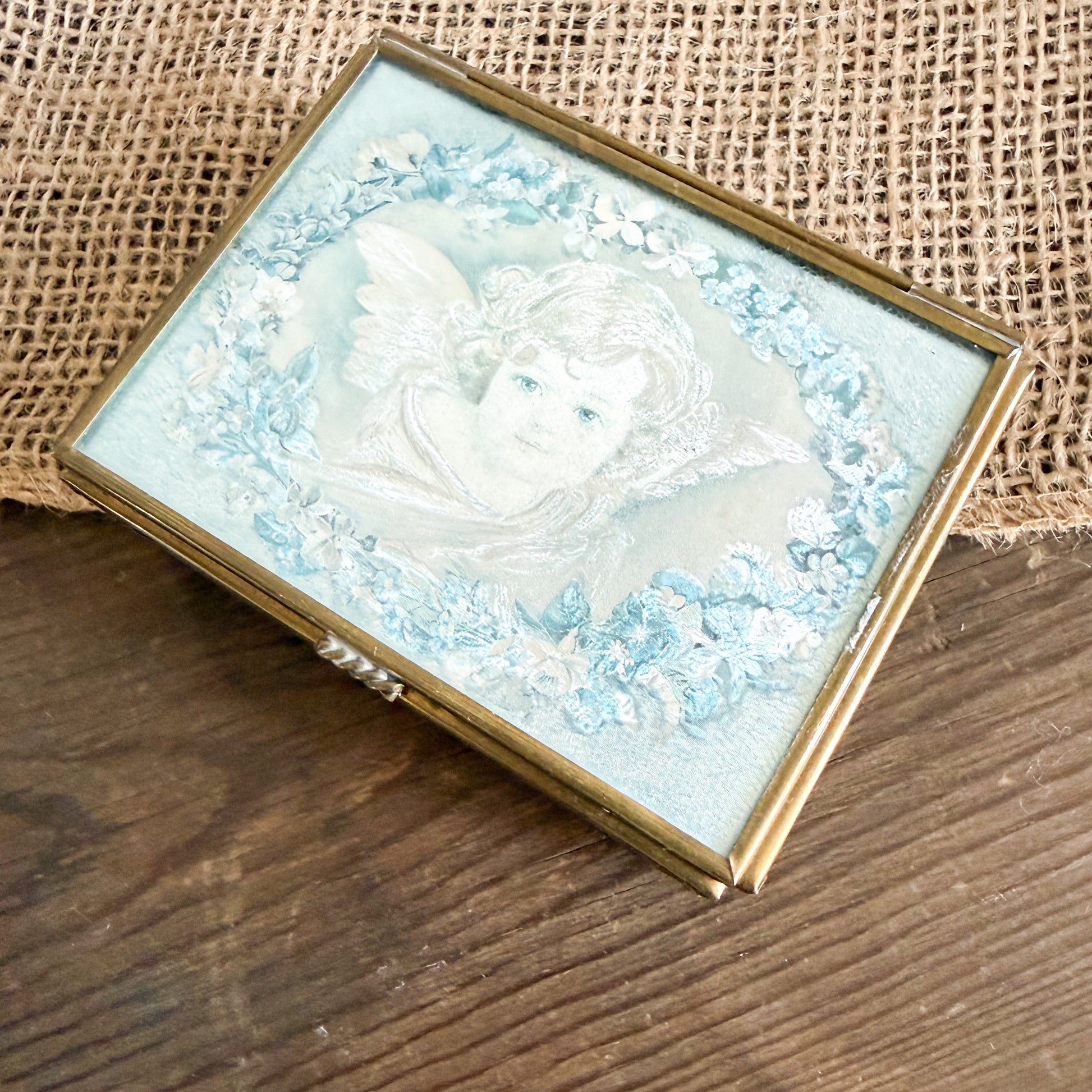 Cleo Vintage Angelface Glass Jewelry Box