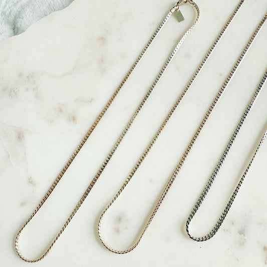 Warson Sterling Silver Flat Curb 925 Italian Chain Necklace