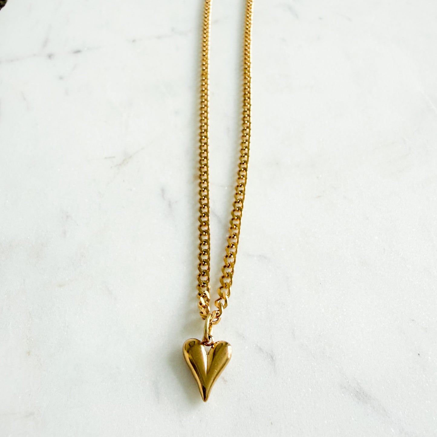 Fara Heart Charm Curb Chain Necklace