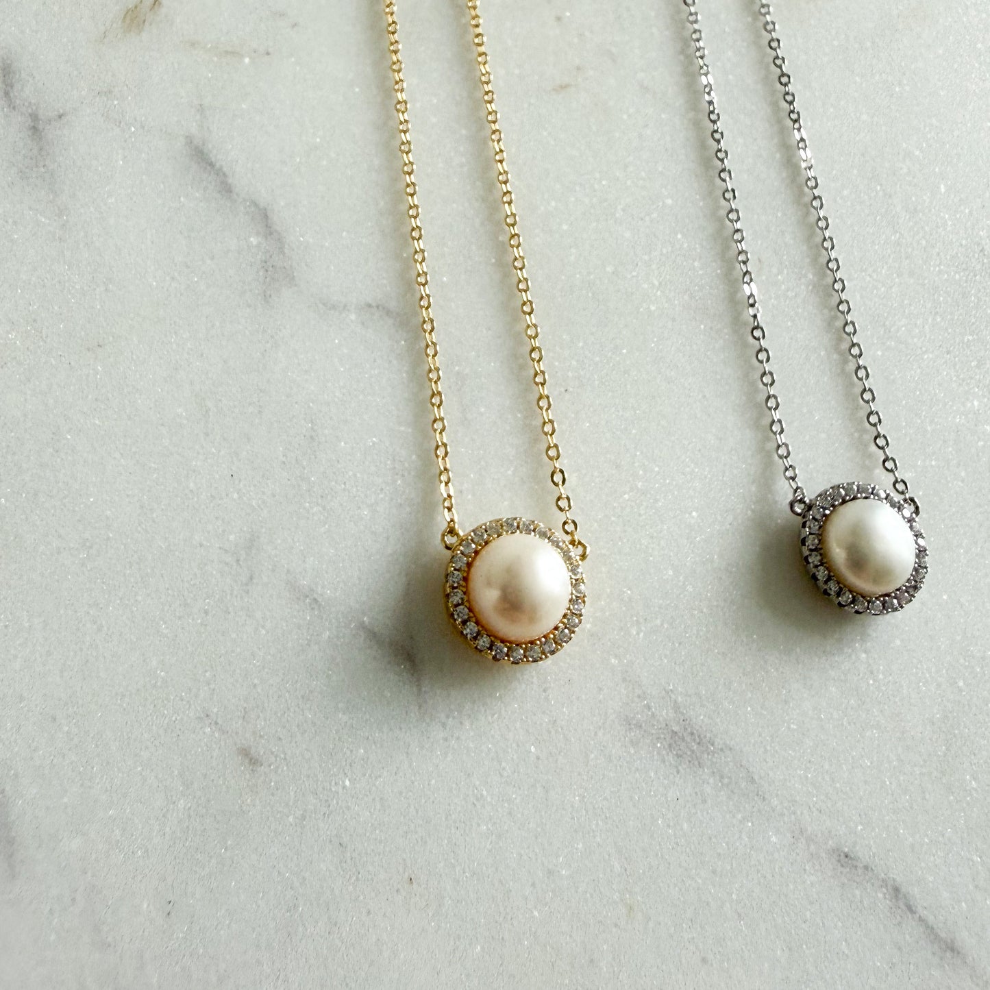 Sophia CZ Freshwater Pearl 925 Adjustable Chain Necklace