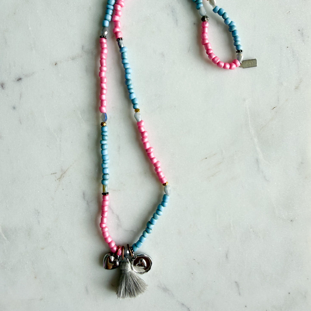 Holly Girl’s Silver Heart Tassel Charm Necklace - BelleStyle