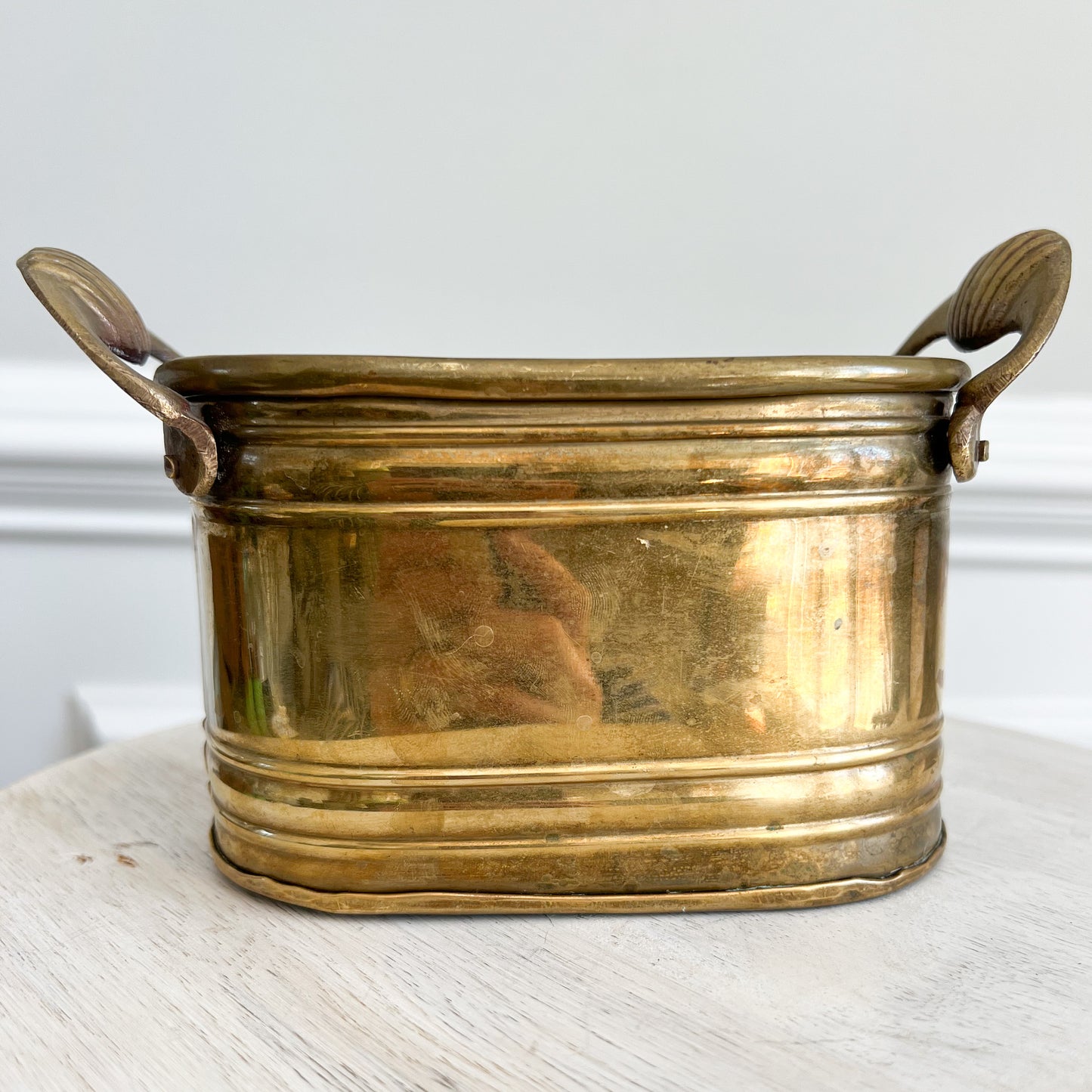 Shell Vintage Brass Shell Double Handle Jewelry Container