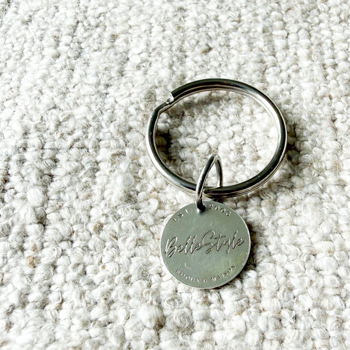 BelleStyle Logo Sterling Silver 925 Coin Keychain