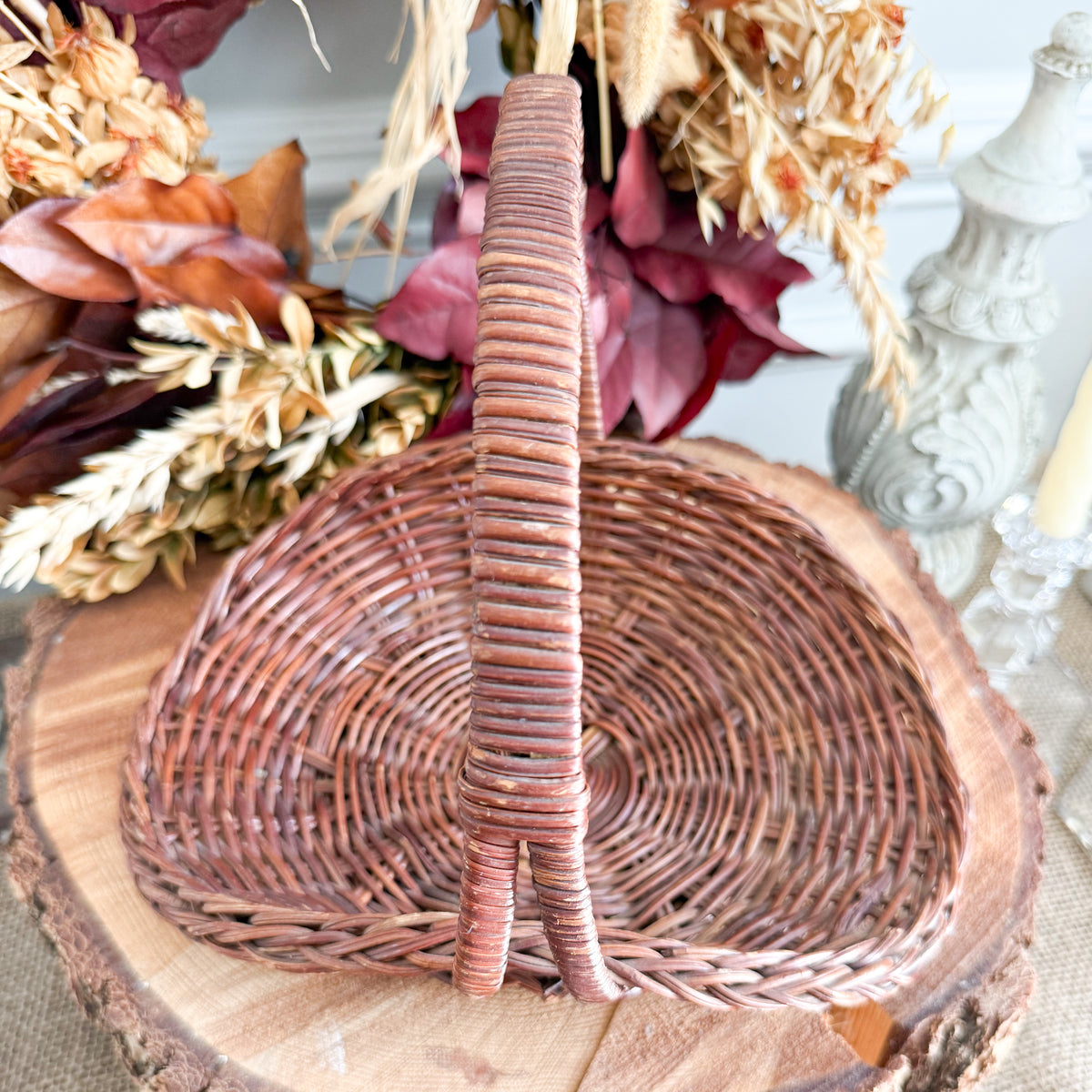 Cherry Vintage Small French Market Gathering Basket
