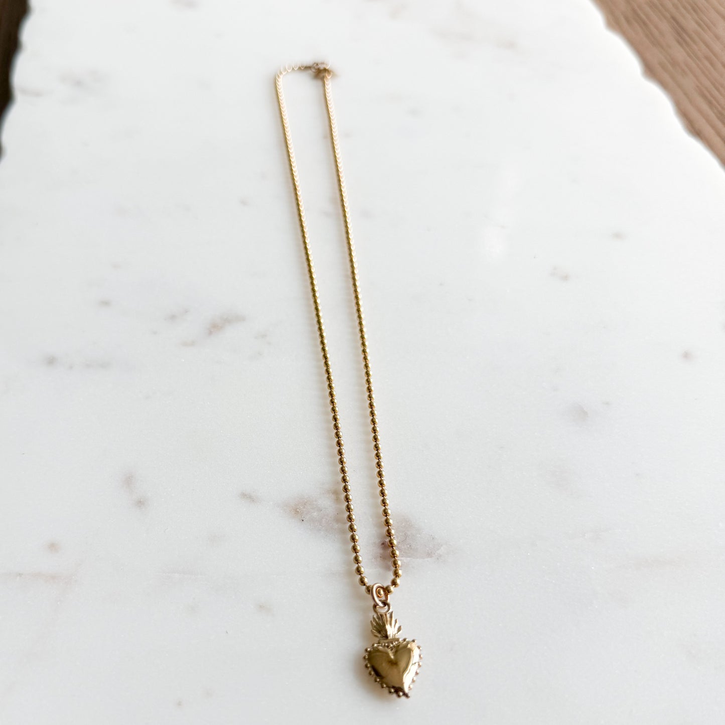 Philipine Gold Sacred Heart 18” Ball Chain Necklace