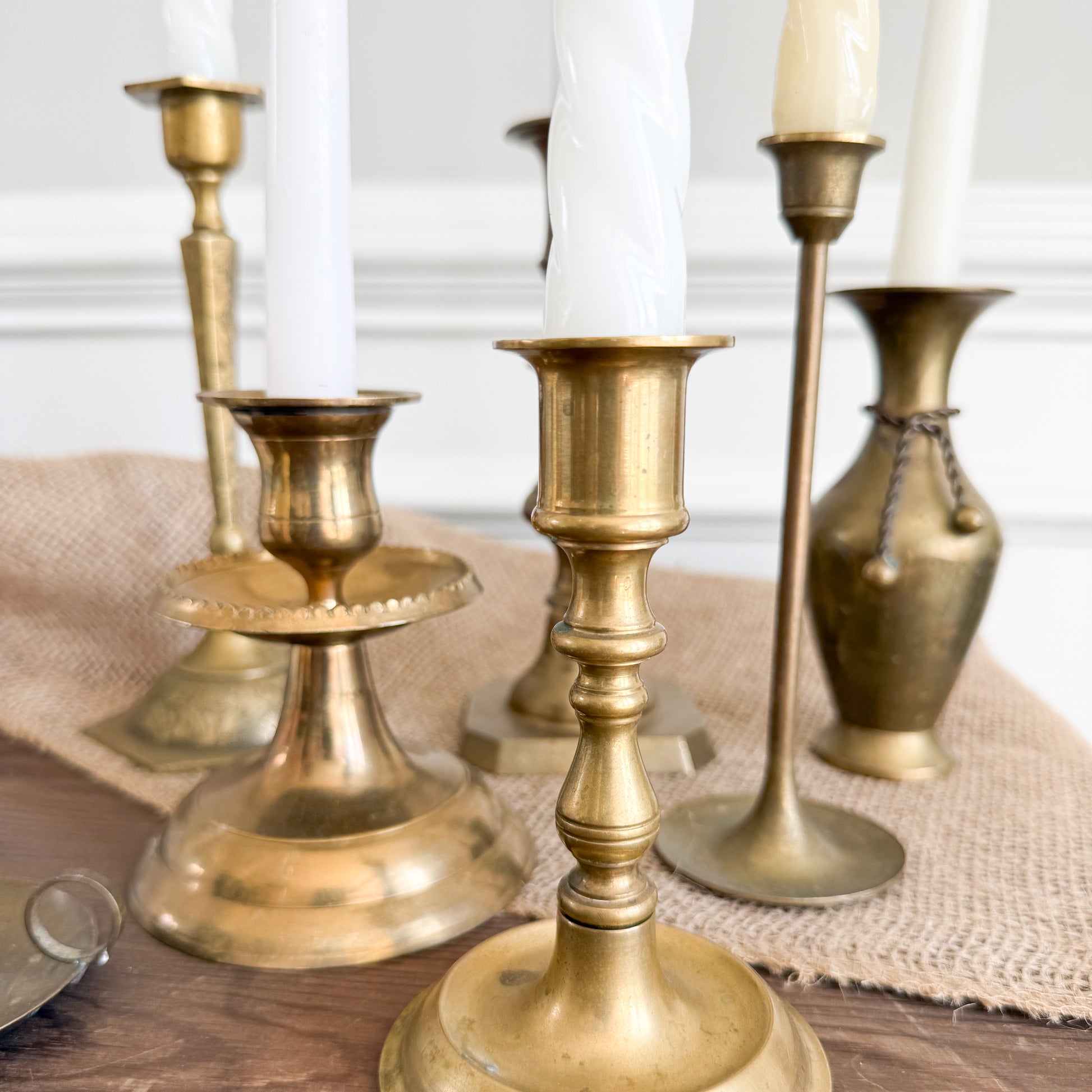 Lighthouse Vintage Brass Candle Holder with Candle