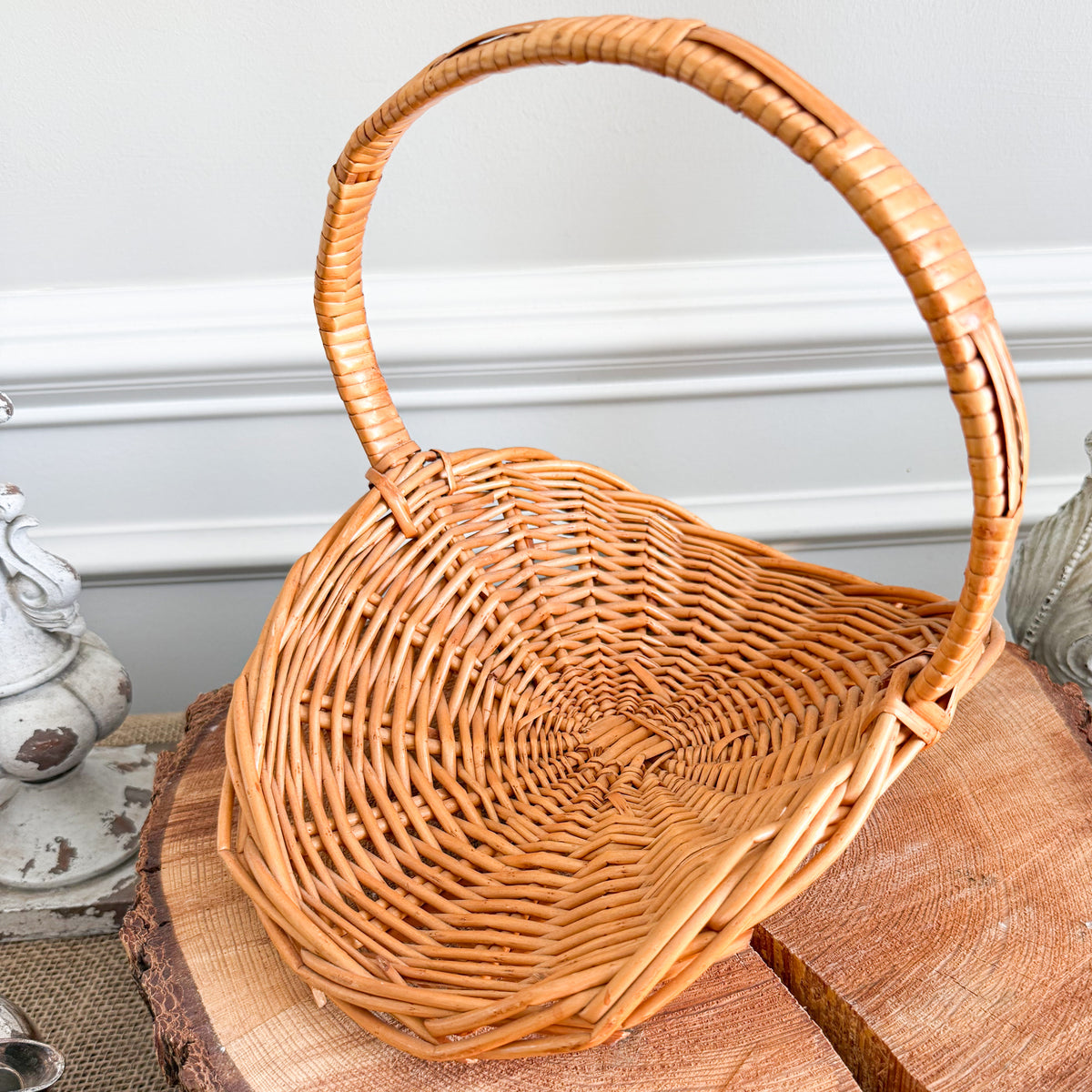 Honey Vintage Small French Market Gathering Basket