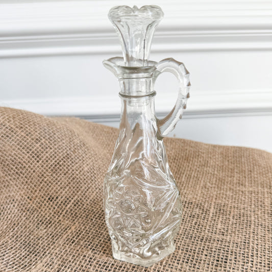 Star Anchor Hocking Vintage Oil Vinegar Glass Crystal Dispenser with Lid