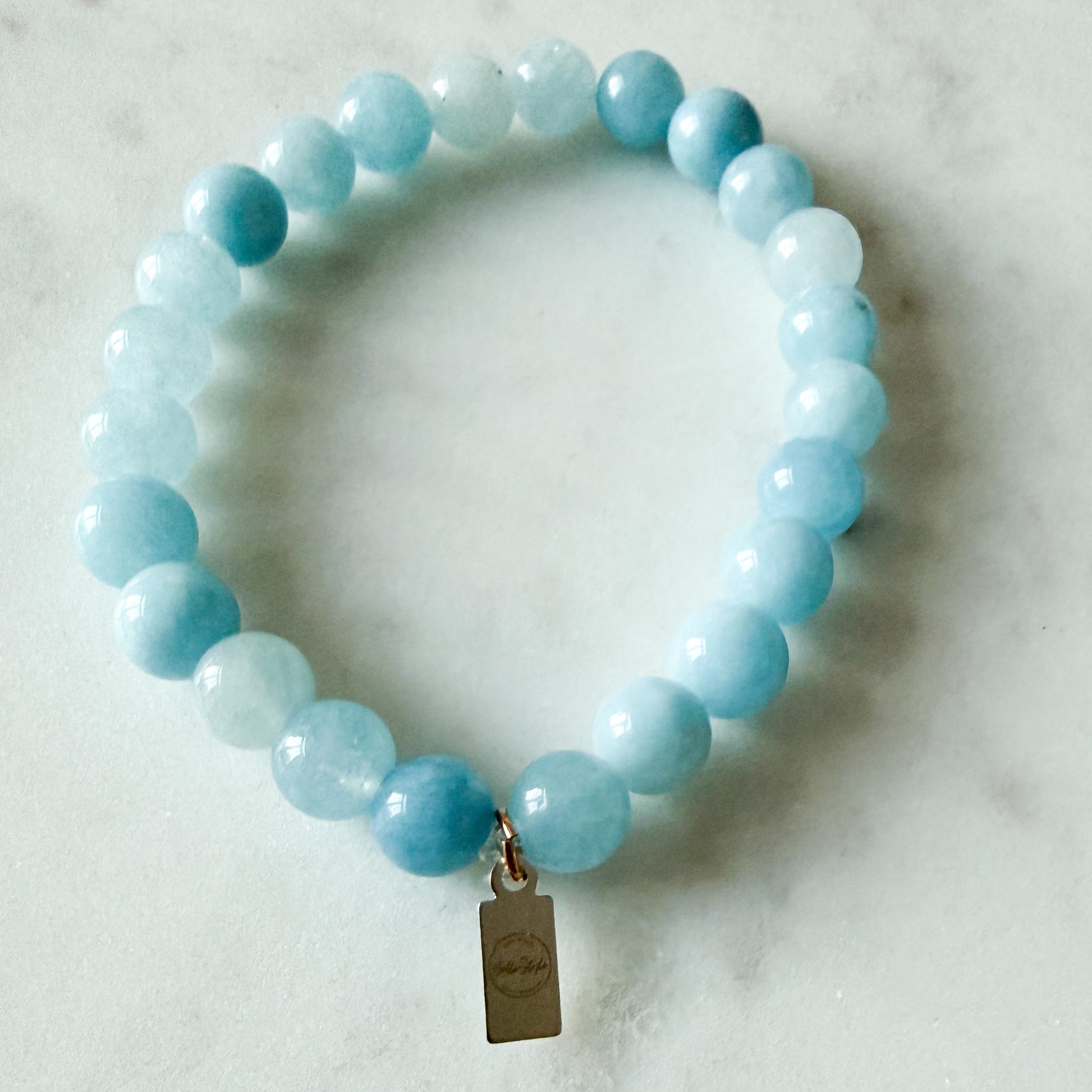 Idaho Men’s Unisex Aqua Marine Semi-Precious Stone Stretch Bracelet