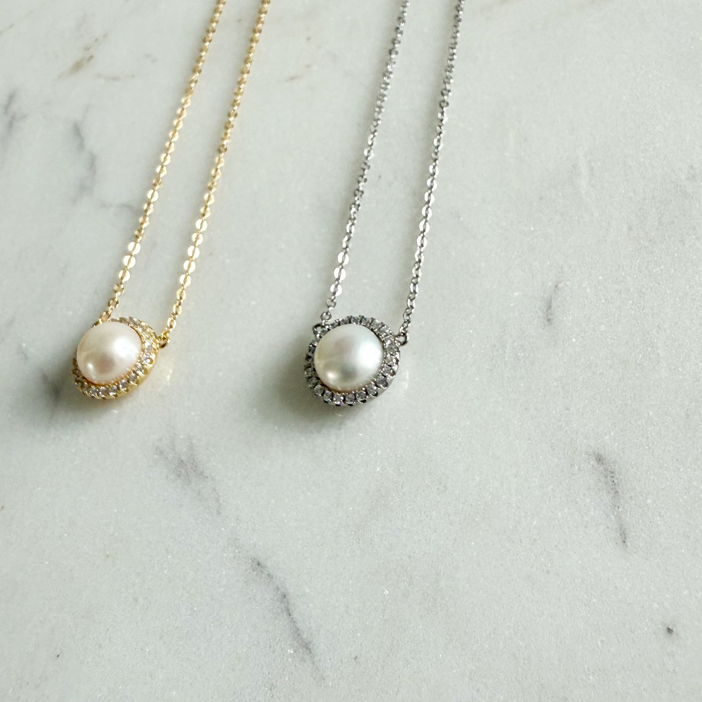 Sophia CZ Freshwater Pearl 925 Adjustable Chain Necklace