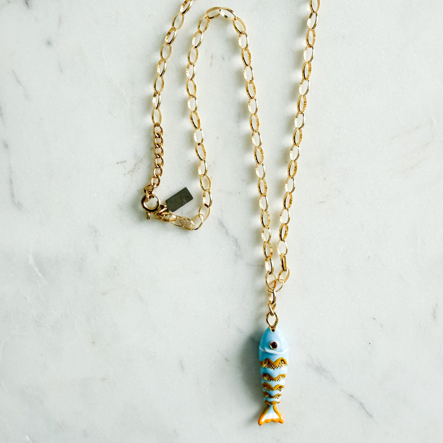 Catarina Fish 14KTGF Oval chain Necklace - BelleStyle