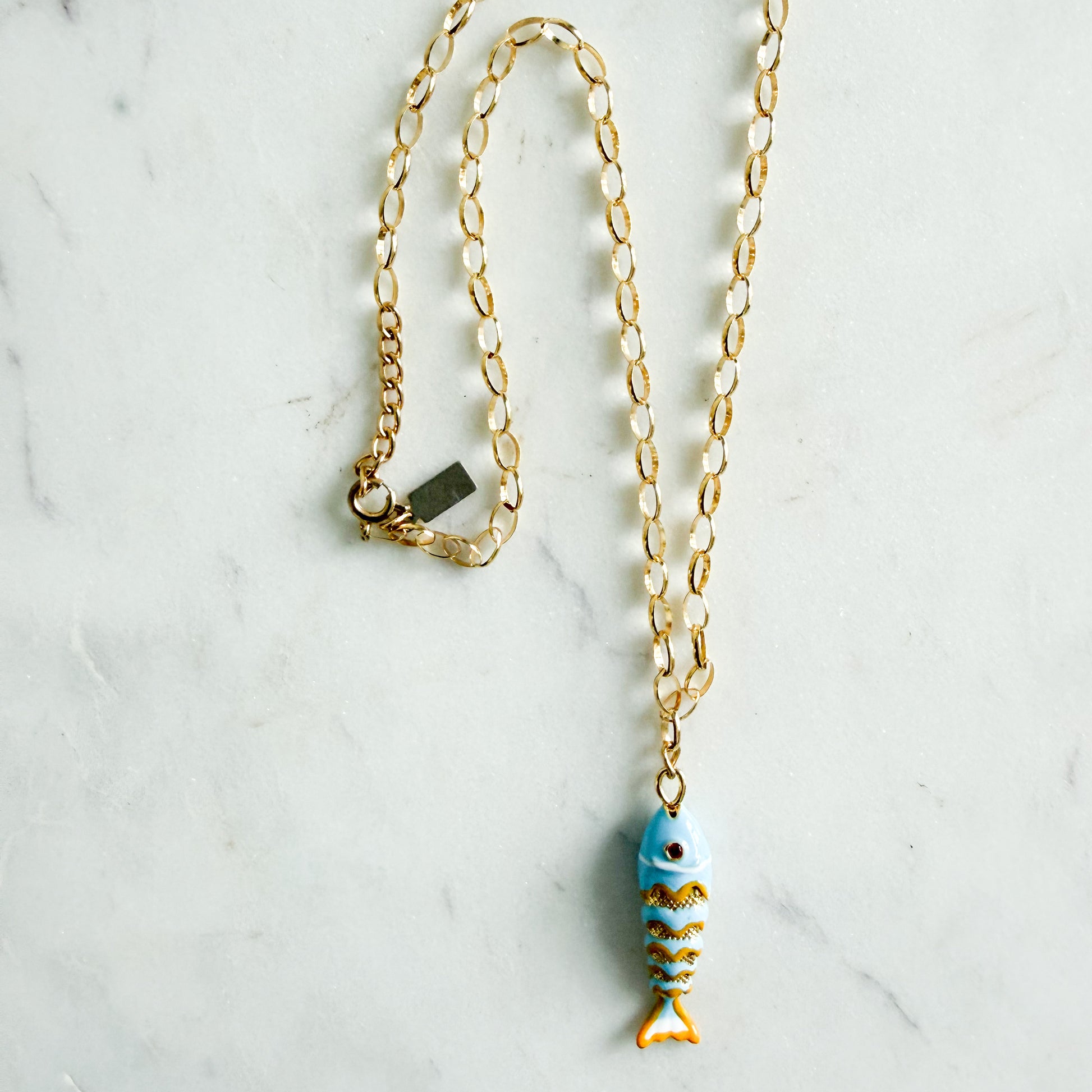 Catarina Fish 14KTGF Oval chain Necklace - BelleStyle