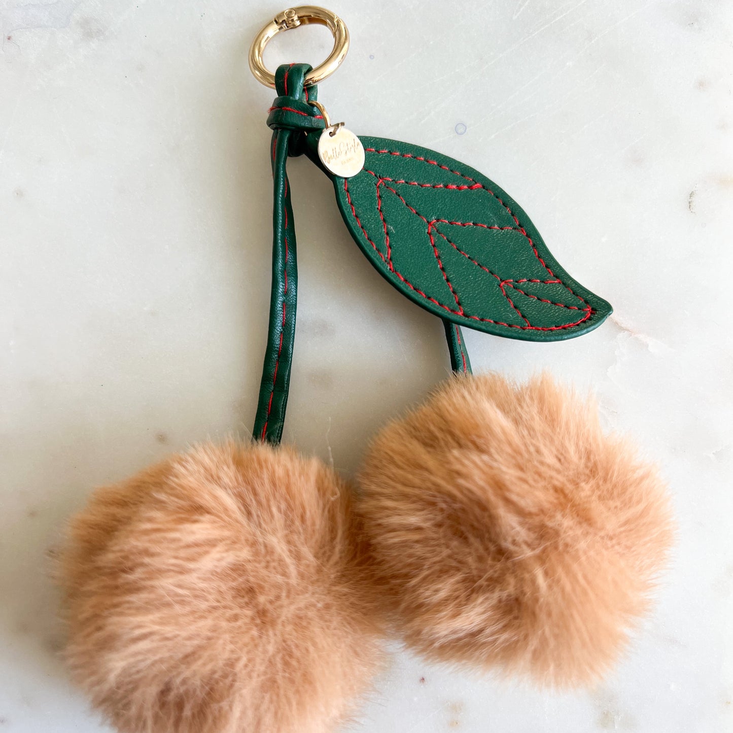 Fuzzy Cherry Faux Fur Keychain