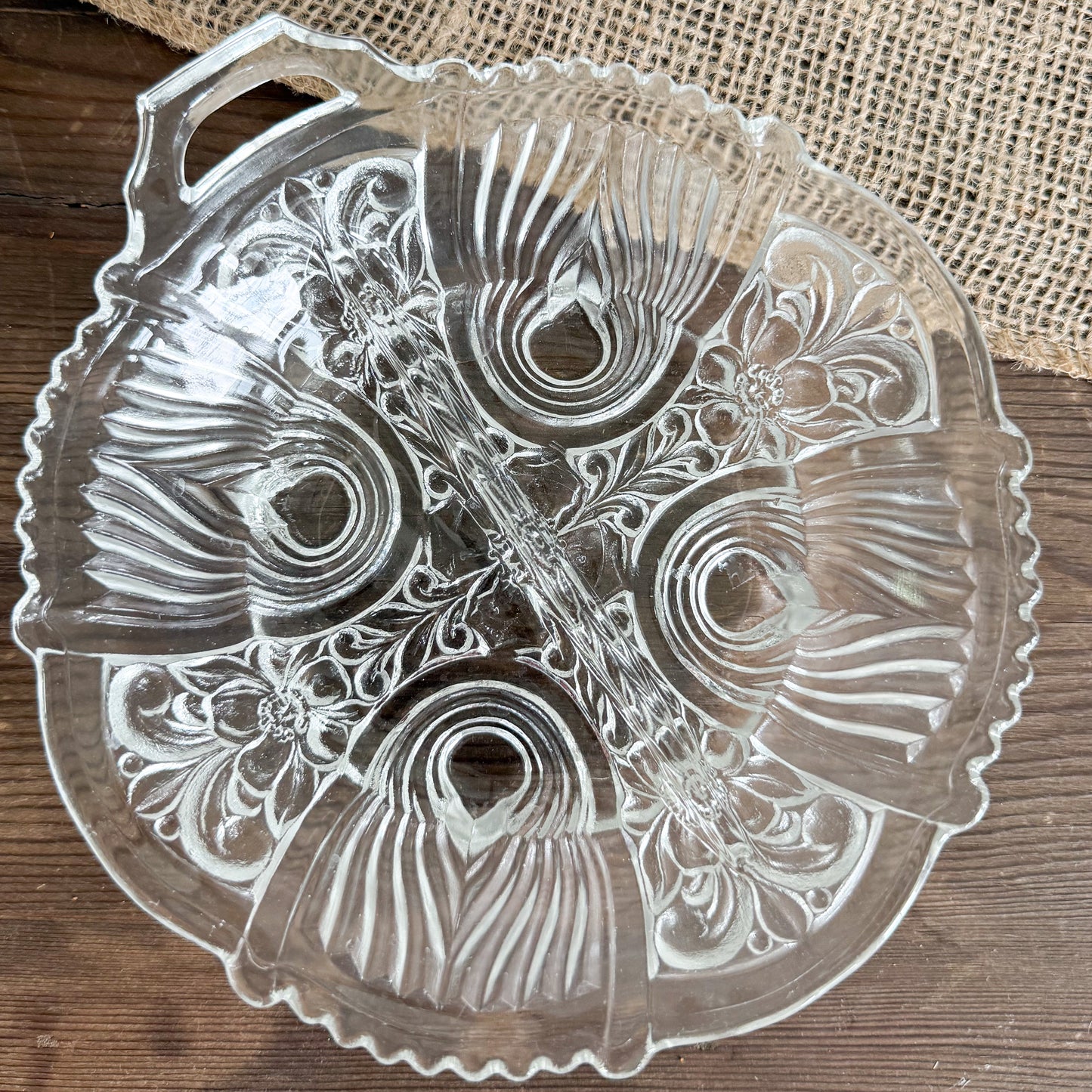 Fleur De Lis Vintage Glass Bowl
