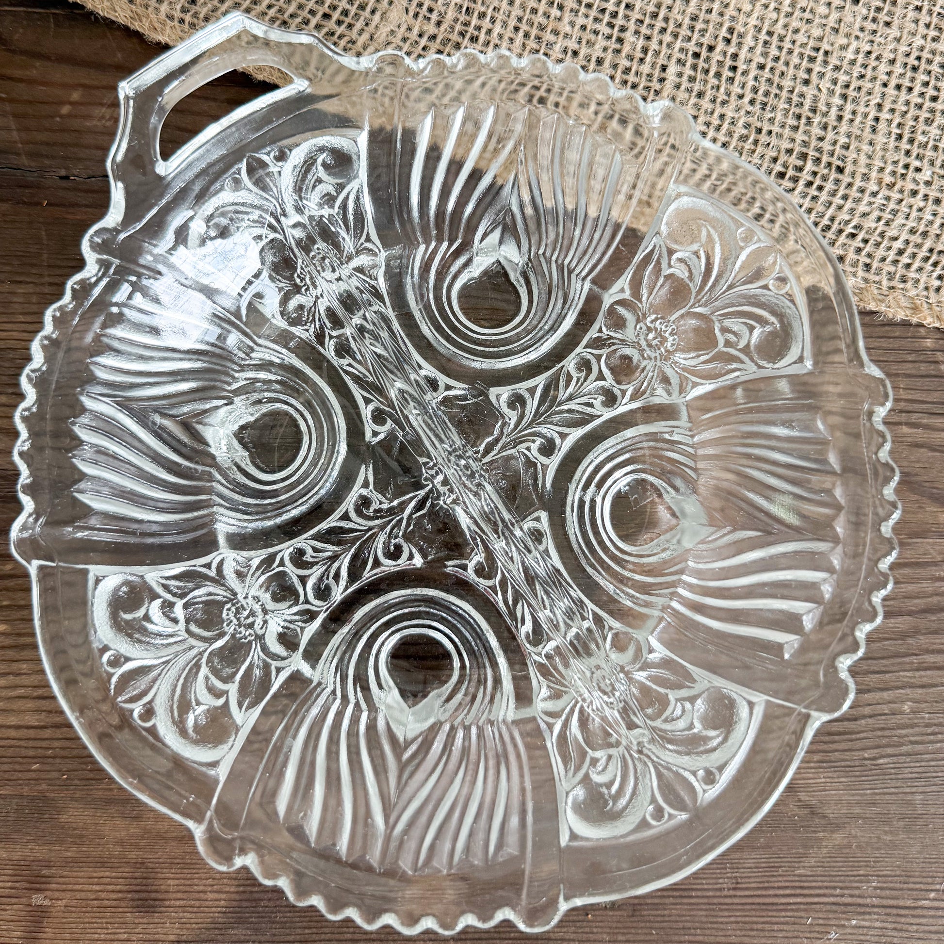 Fleur De Lis Vintage Glass Bowl