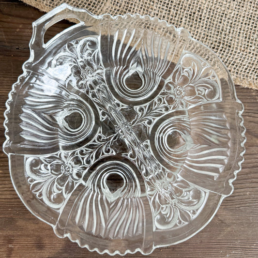Fleur De Lis Vintage Glass Bowl