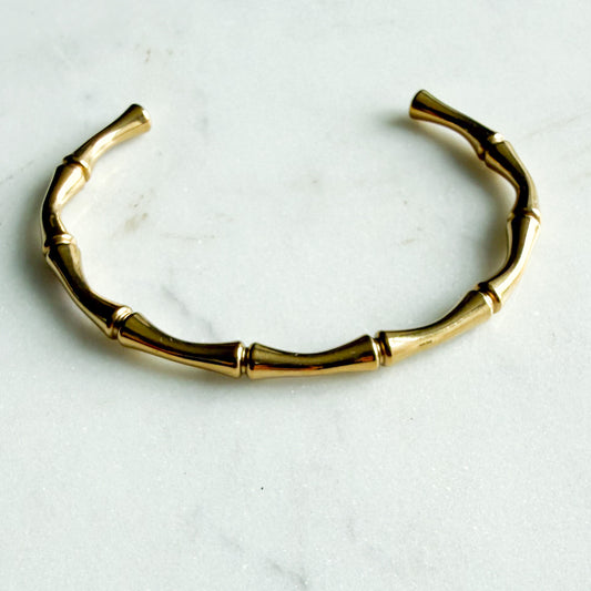 Bamboo Gold Cuff Bracelet - BelleStyle