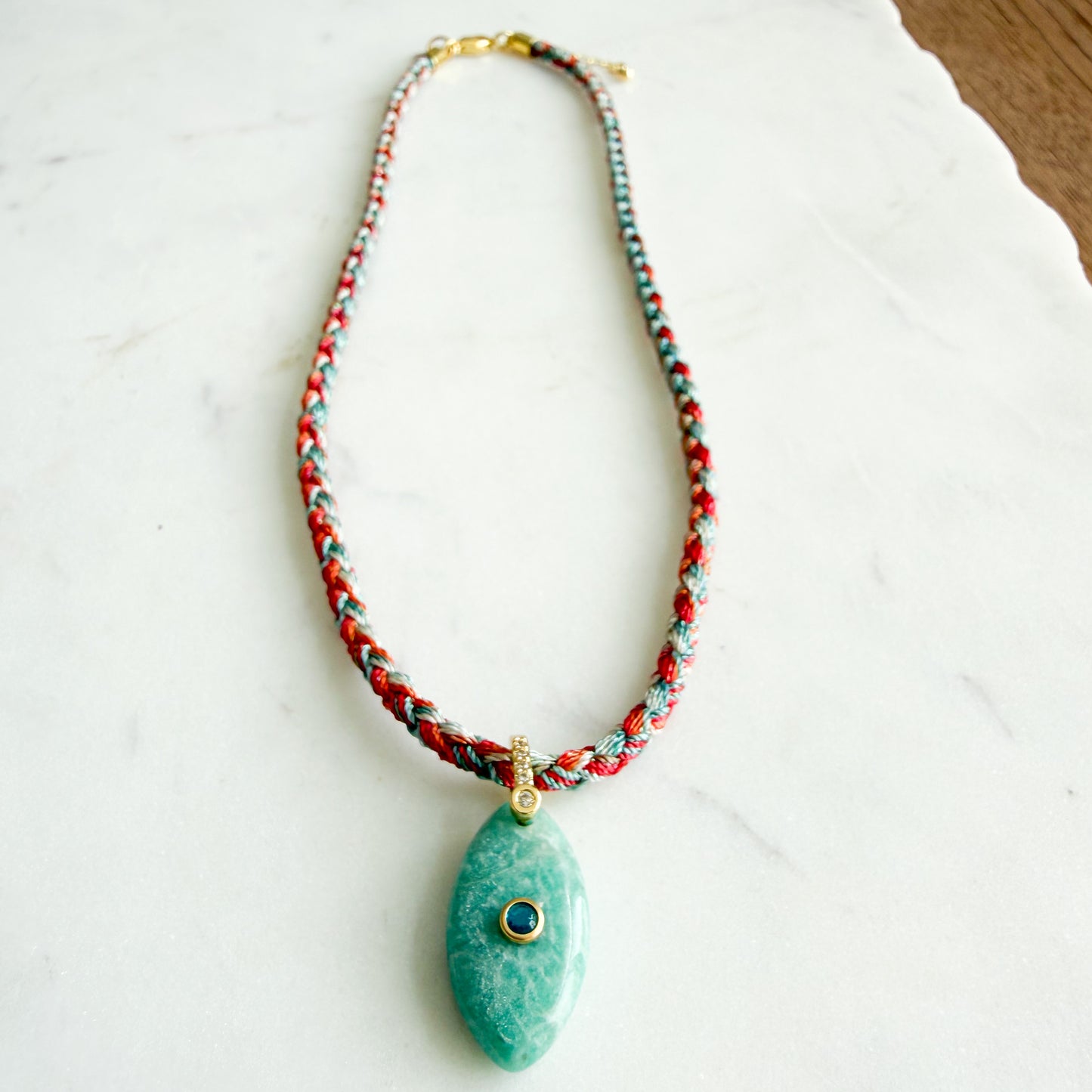 The Banks Semi-Precious Stone Braided Rope Necklace - BelleStyle