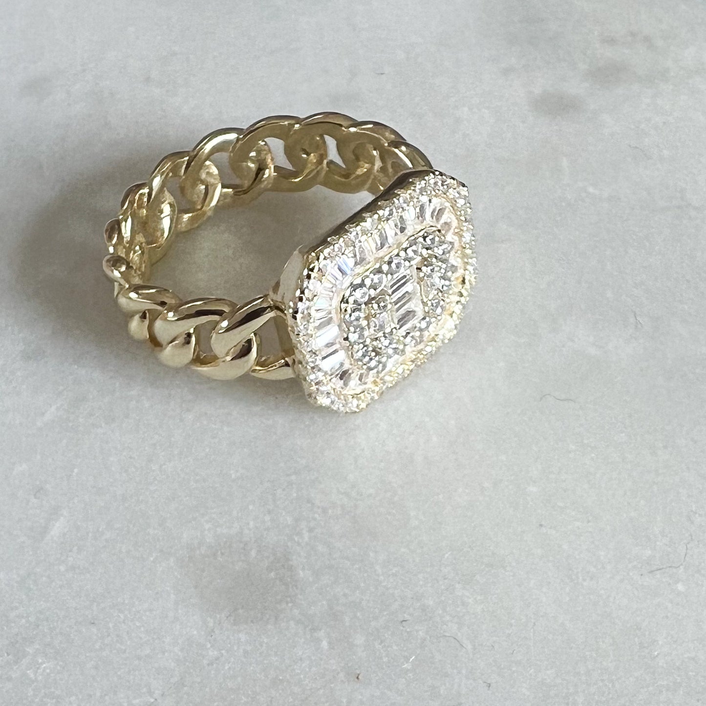 Baguette Box Gold Sterling Silver 925 Ring Size 7 - BelleStyle