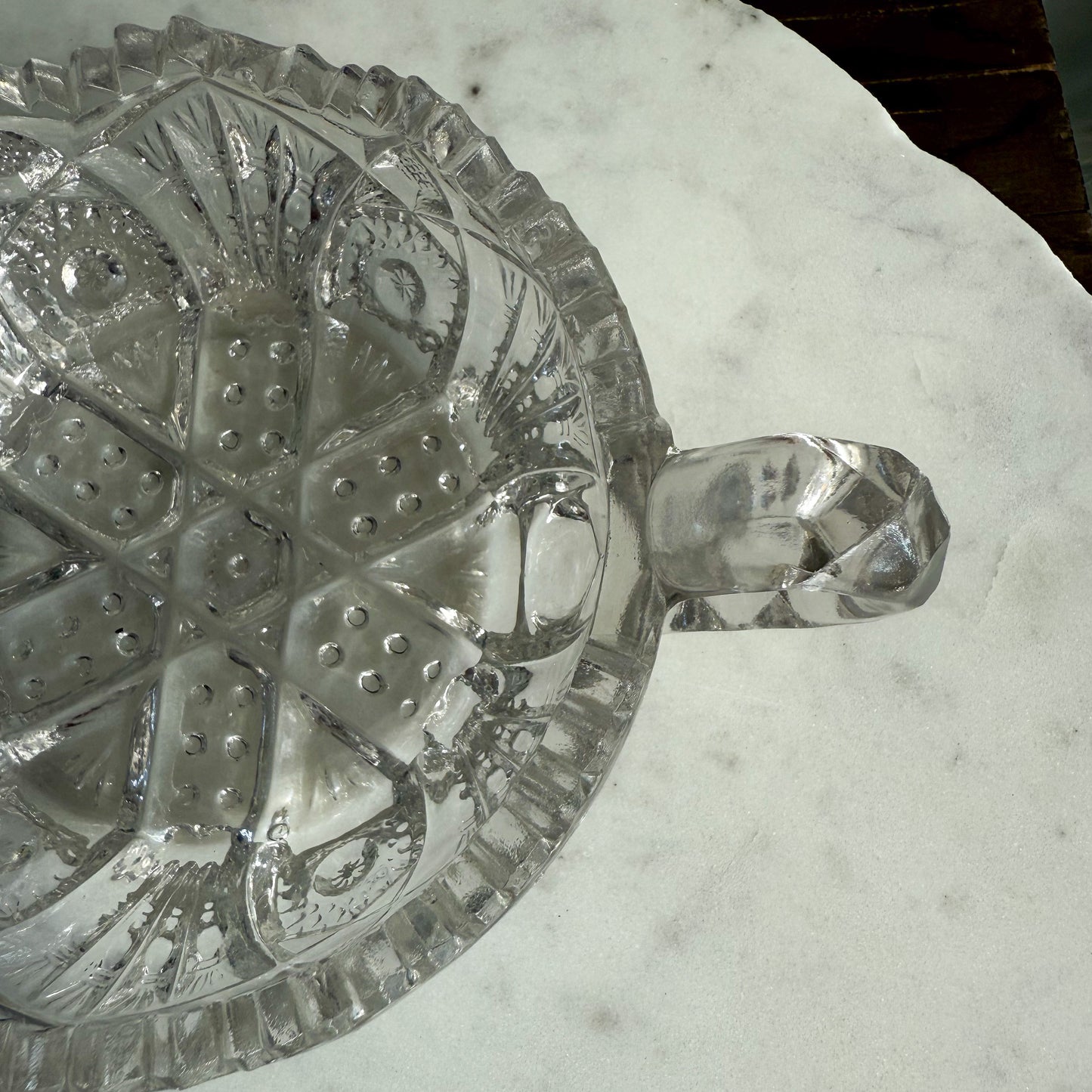 Wales Vintage Crystal Double Handle Jewelry Bowl