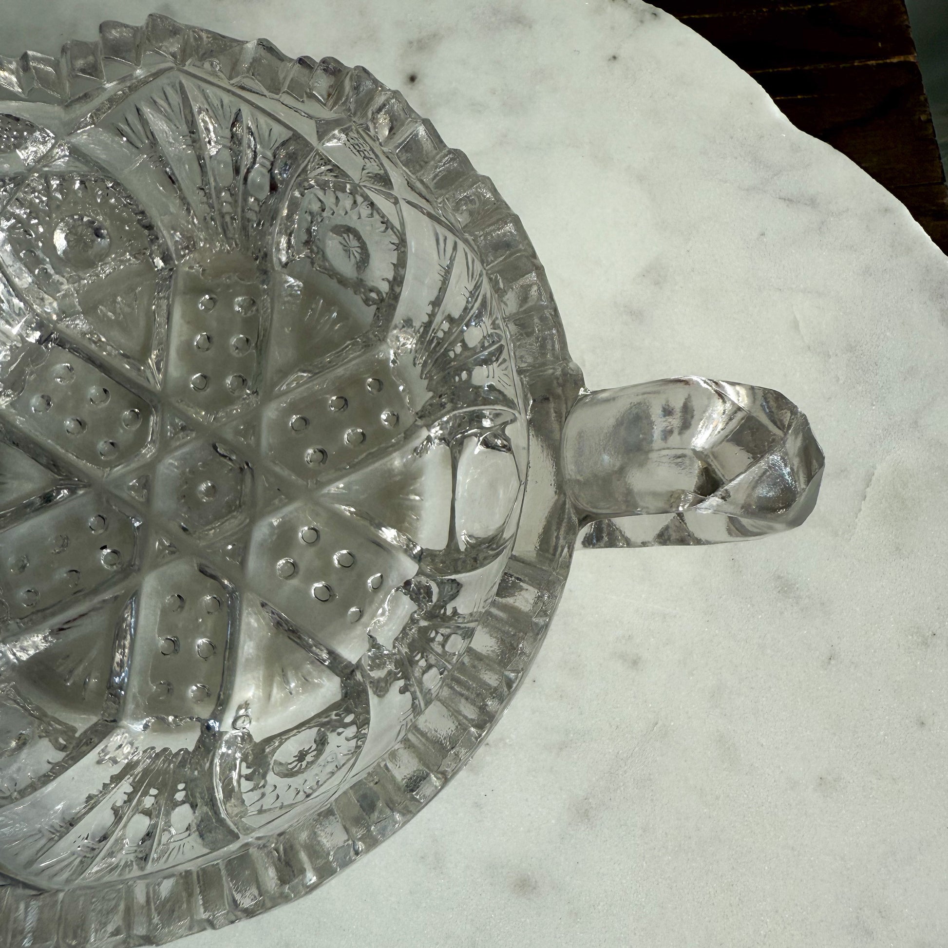 Wales Vintage Crystal Double Handle Jewelry Bowl