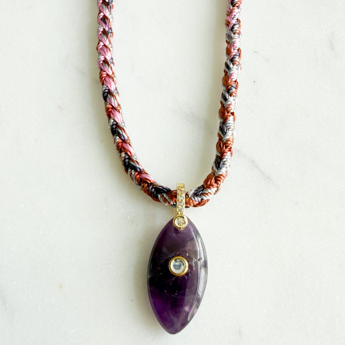 The Banks Semi-Precious Stone Braided Rope Necklace - BelleStyle