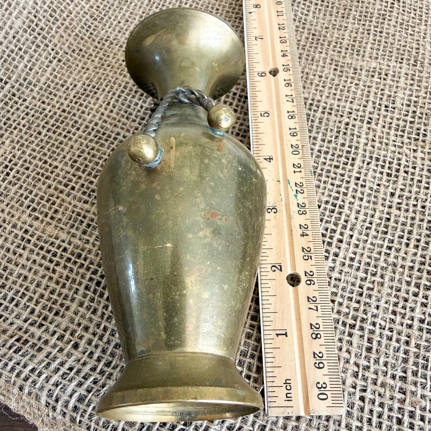 Lago Vintage Brass Rope Vase