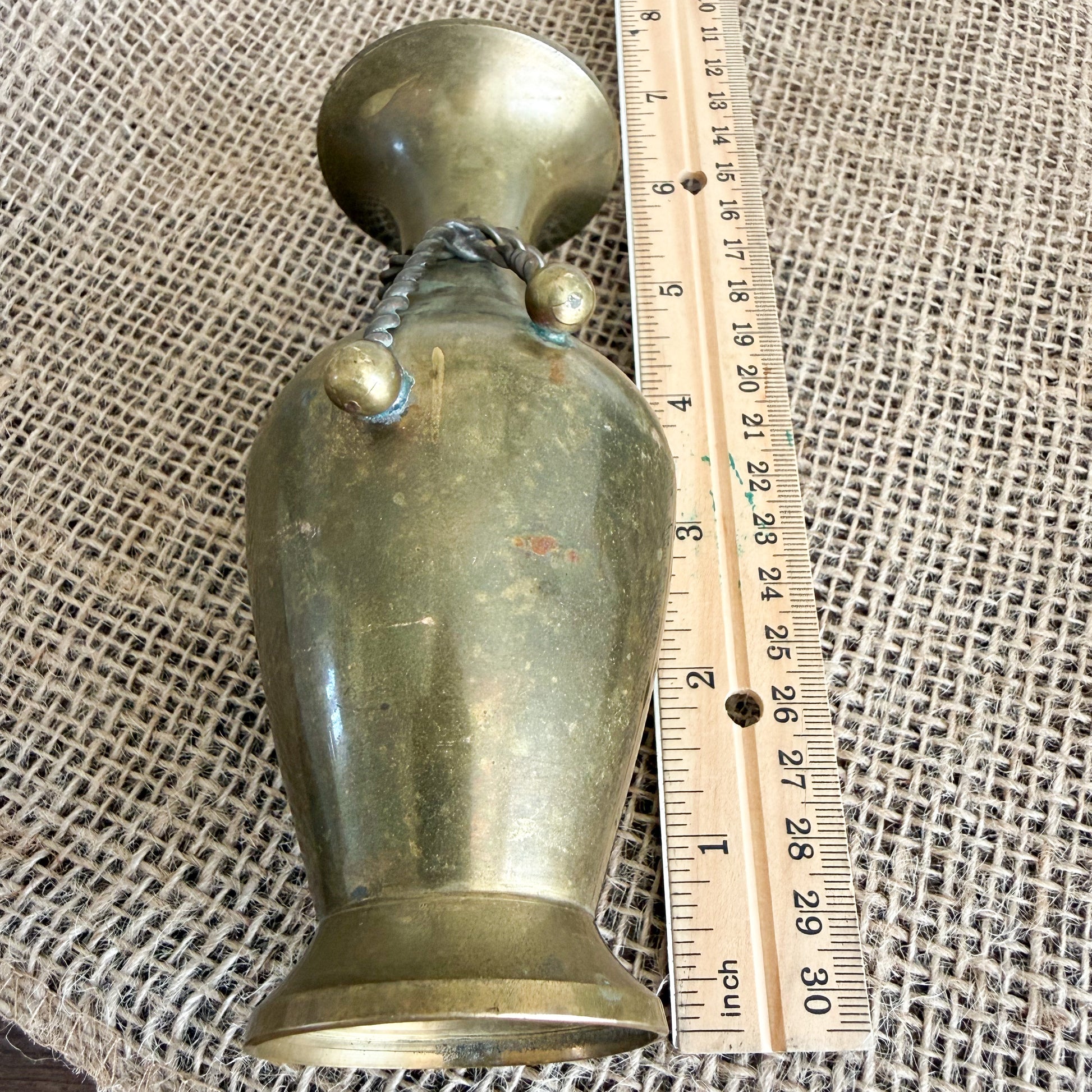 Lago Vintage Brass Rope Vase