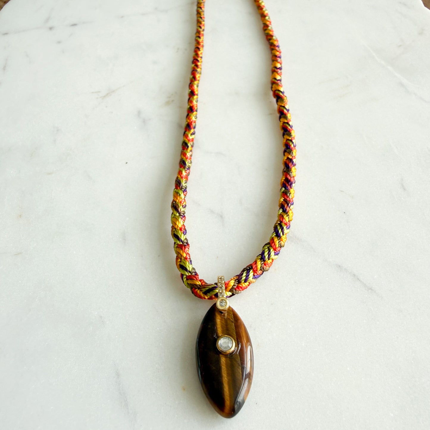 The Banks Semi-Precious Stone Braided Rope Necklace - BelleStyle