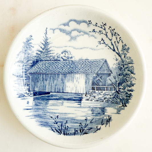 Wood and Sons Dummerston Bridge Blue White Bracelet Antique Plate - BelleStyle