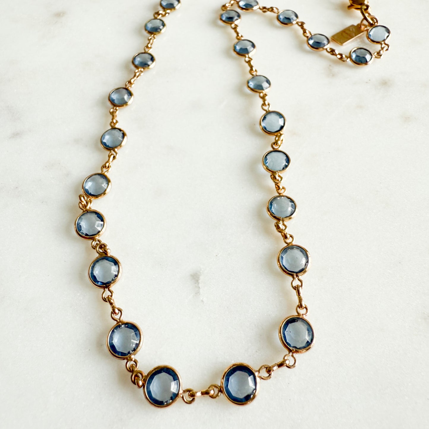 Sierra Archive Vintage Royal Blue Swarovski 14KT Gold Chain Necklace