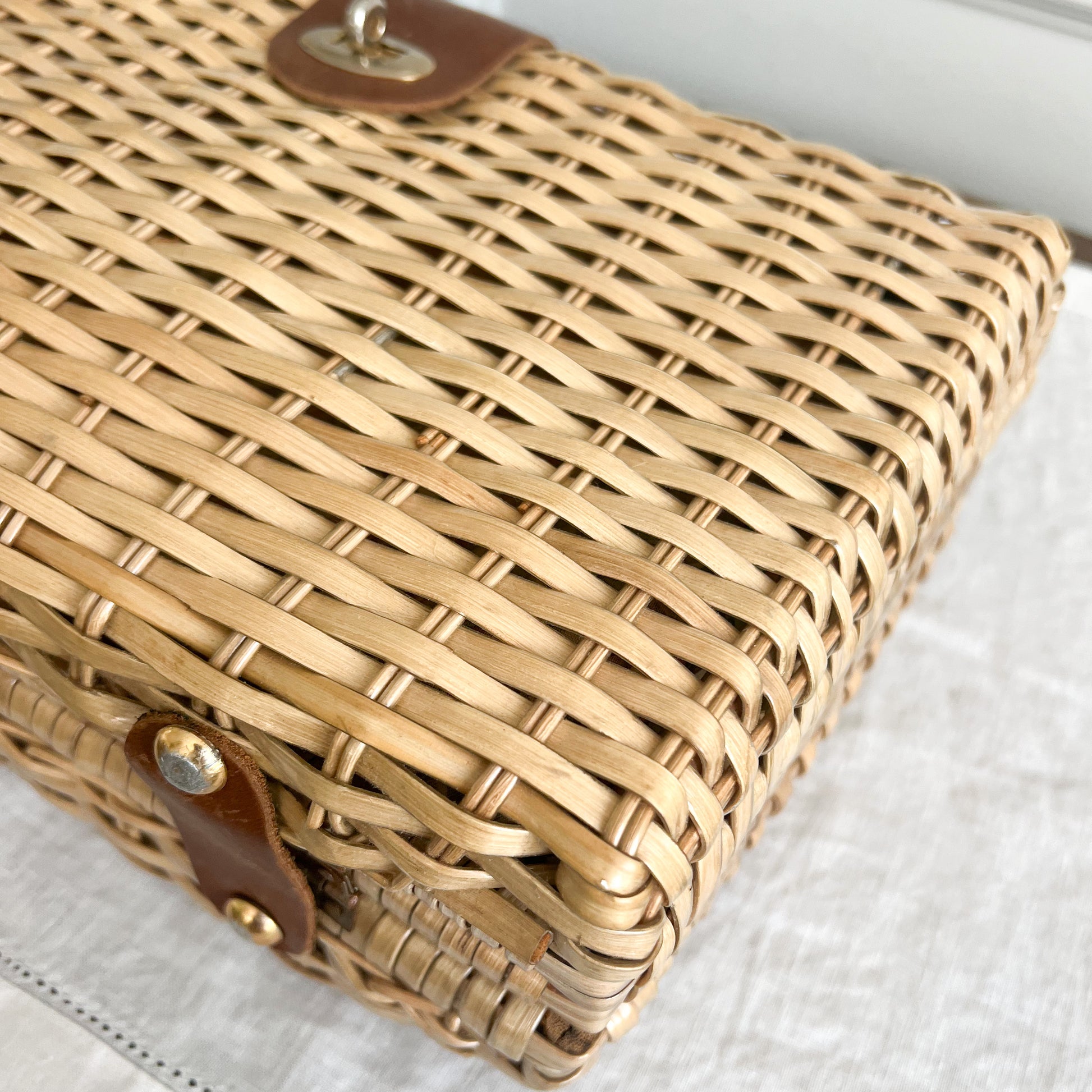 Ridley Vintage Woven Palm Bamboo Handle Bag