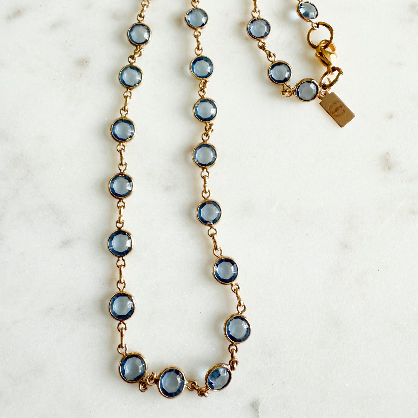 Sierra Archive Vintage Royal Blue Swarovski 14KT Gold Chain Necklace