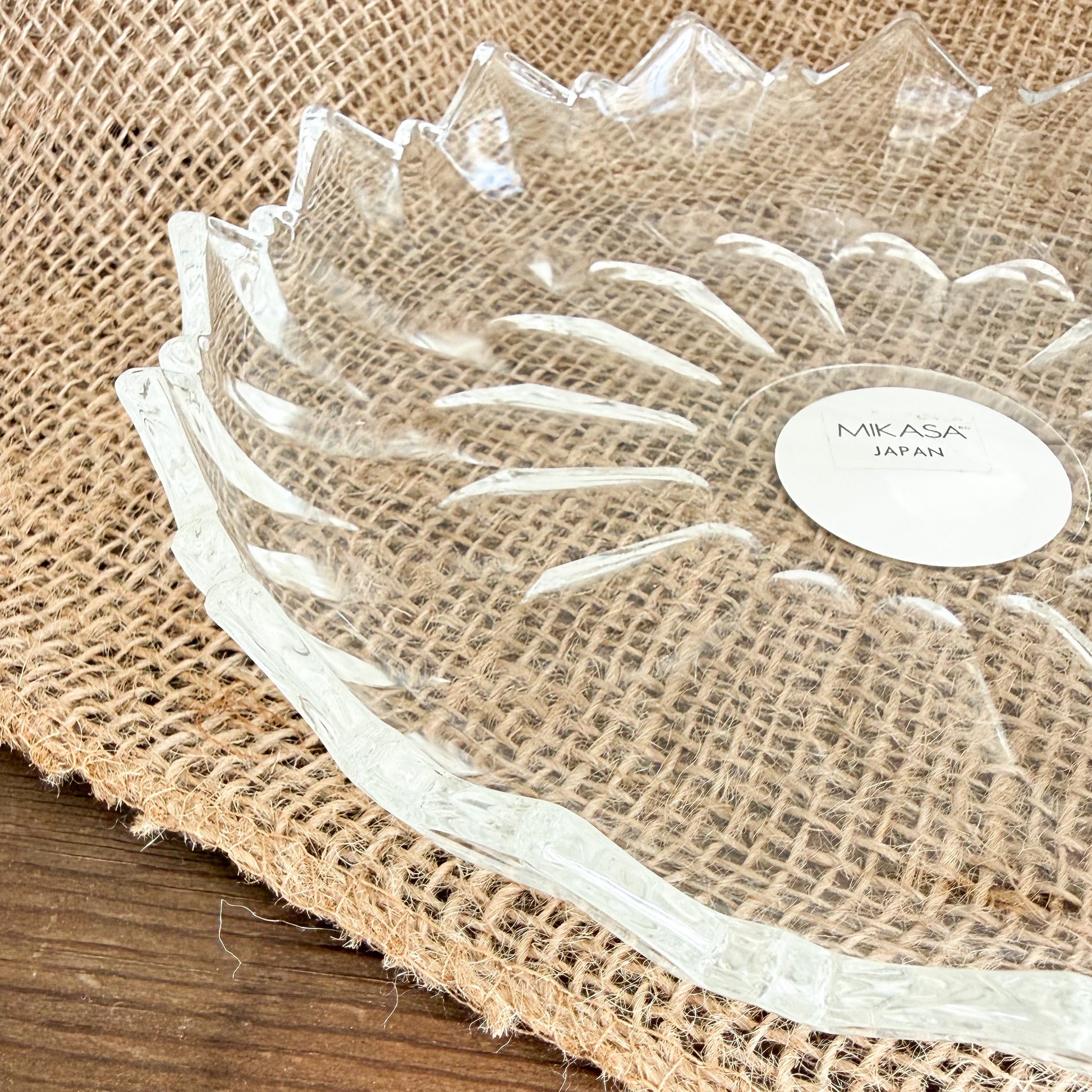 Sunflower Vintage Mikasa Crystal Glass Jewelry Plate