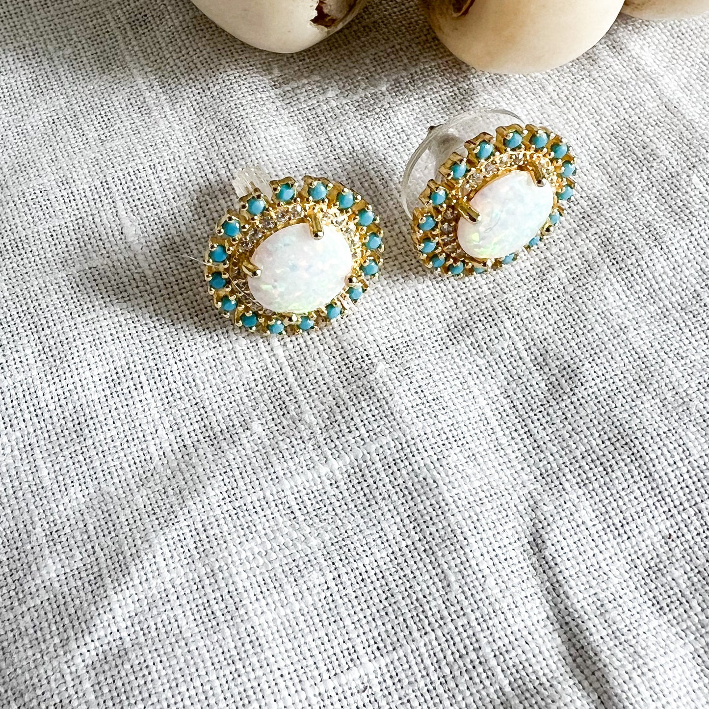 Presley Opal Turquoise Stud 925 Earrings