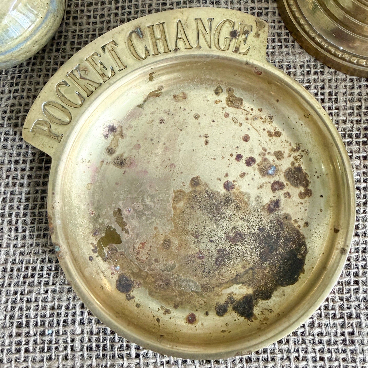 Pocket Change Vintage Brass Trinket Dish with Natural Patina - BelleStyle