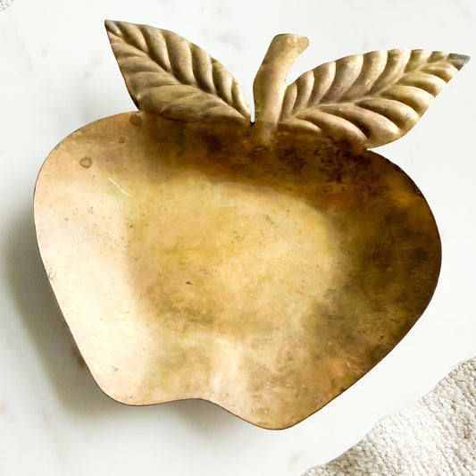 Apple Vintage Brass Jewelry Bowl