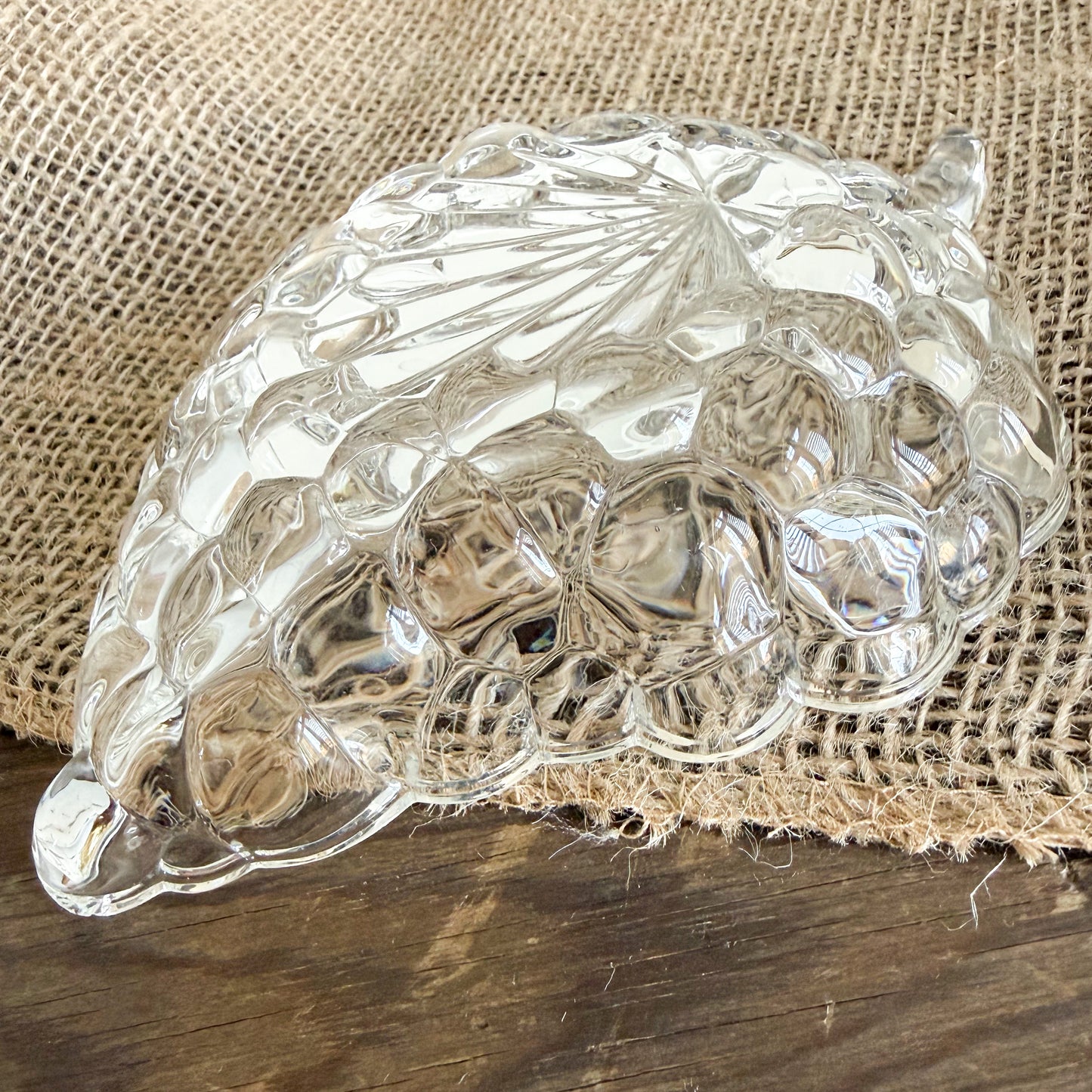 Vintage Raspberry Crystal Jewelry Dish