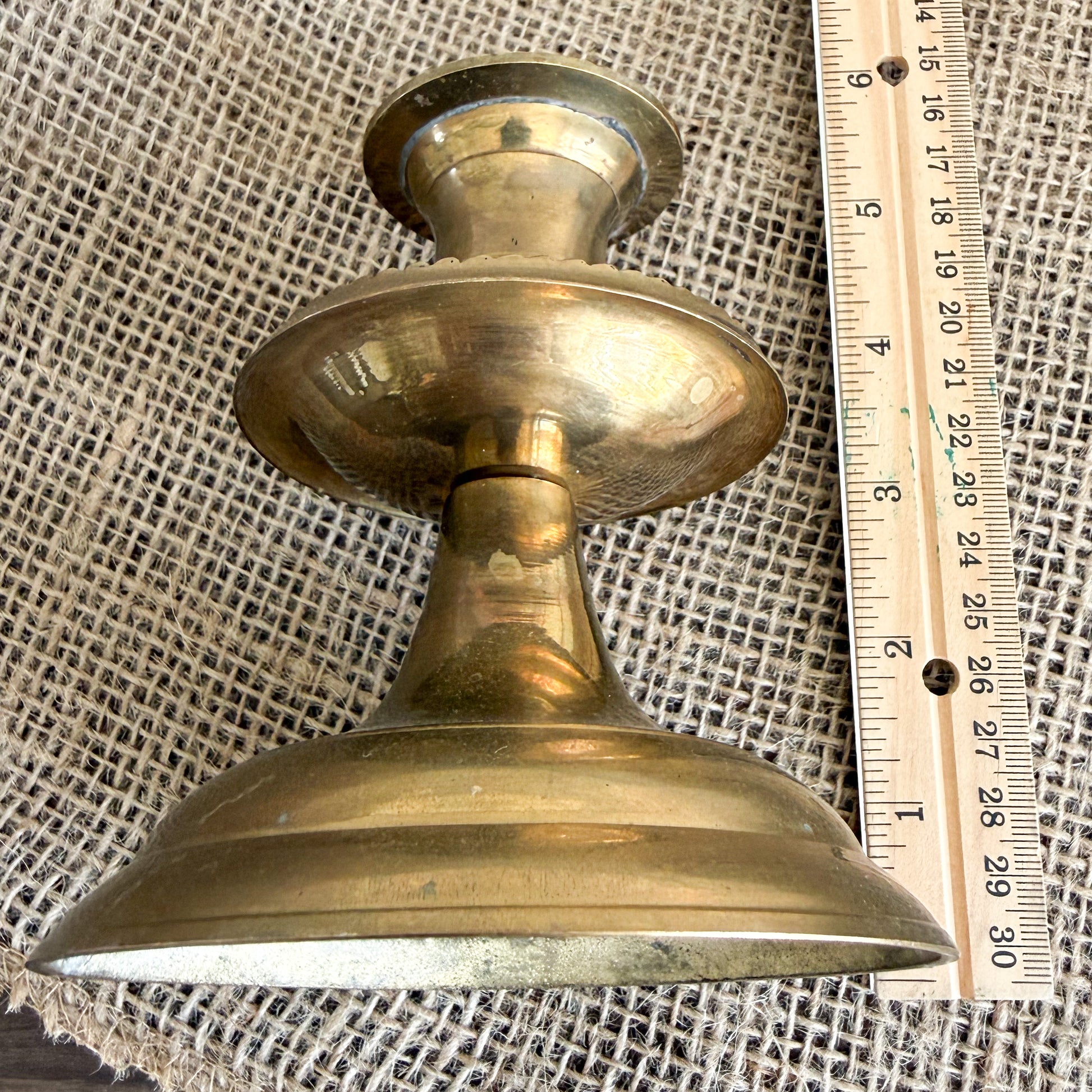 Loretta Scalloped Vintage Brass CandleHolder with Candlestick