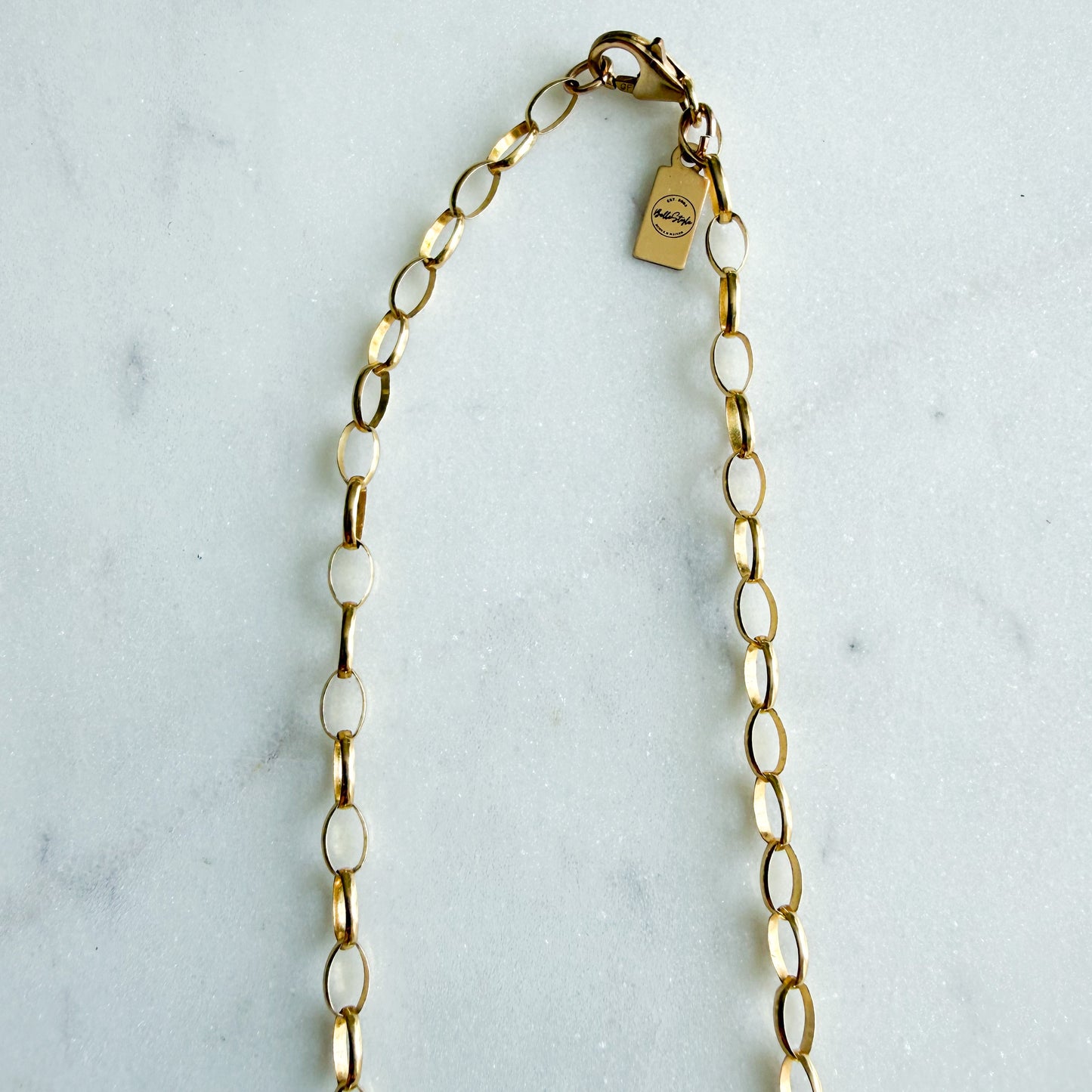 Clearwater Real Sustainable Coral 14KTGF Gold Oval Chain Diamond Circle Charm Necklace