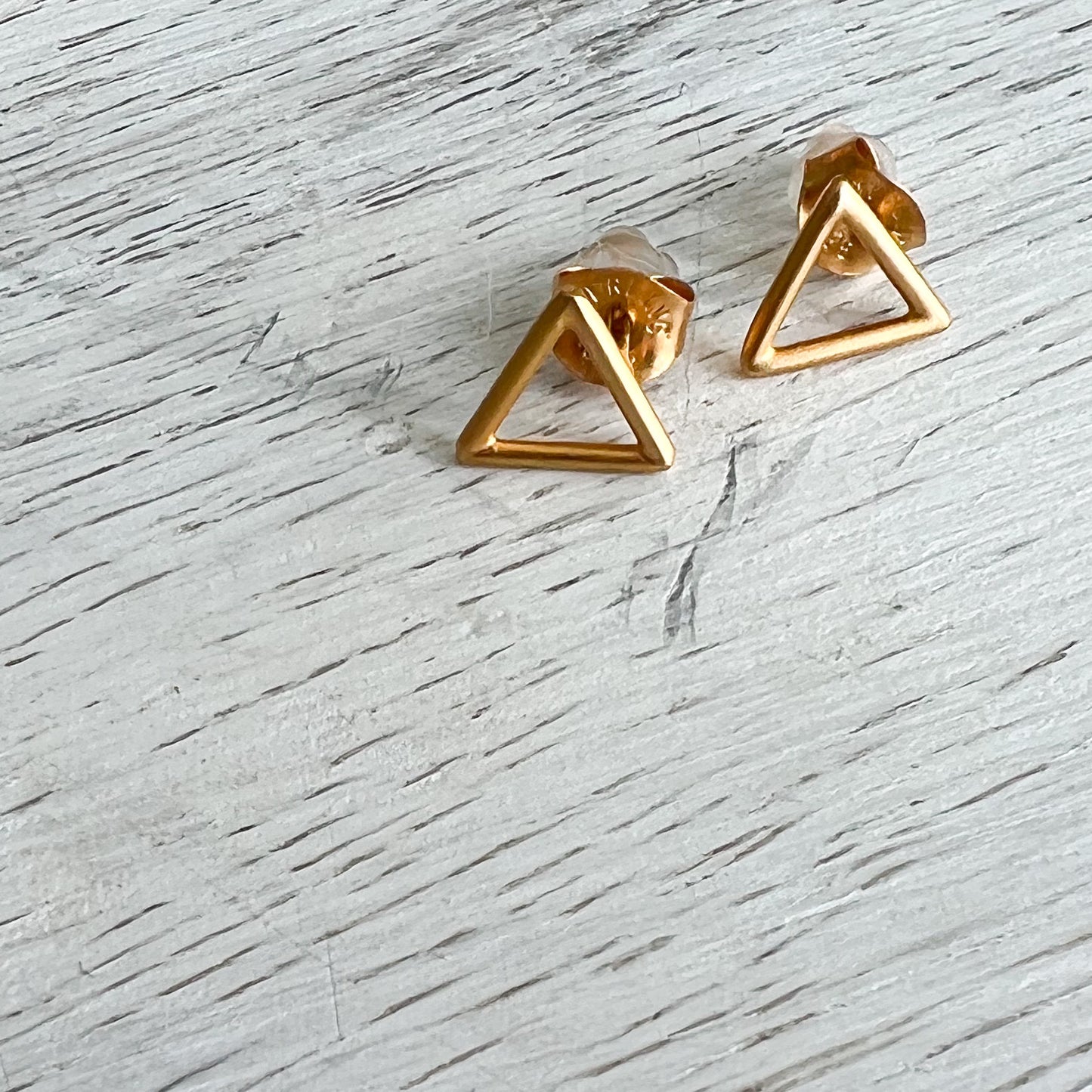 Vermeil Gold Triangle Post Earrings - Bellestyle