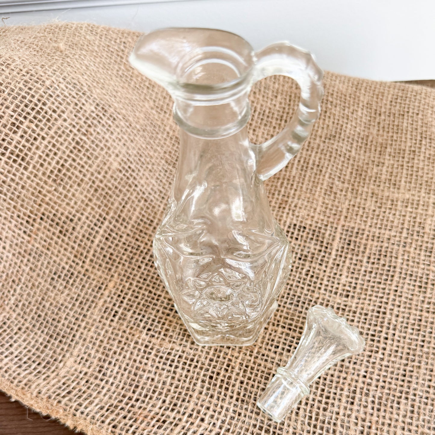 Star Anchor Hocking Vintage Oil Vinegar Glass Crystal Dispenser with Lid - BelleStyle