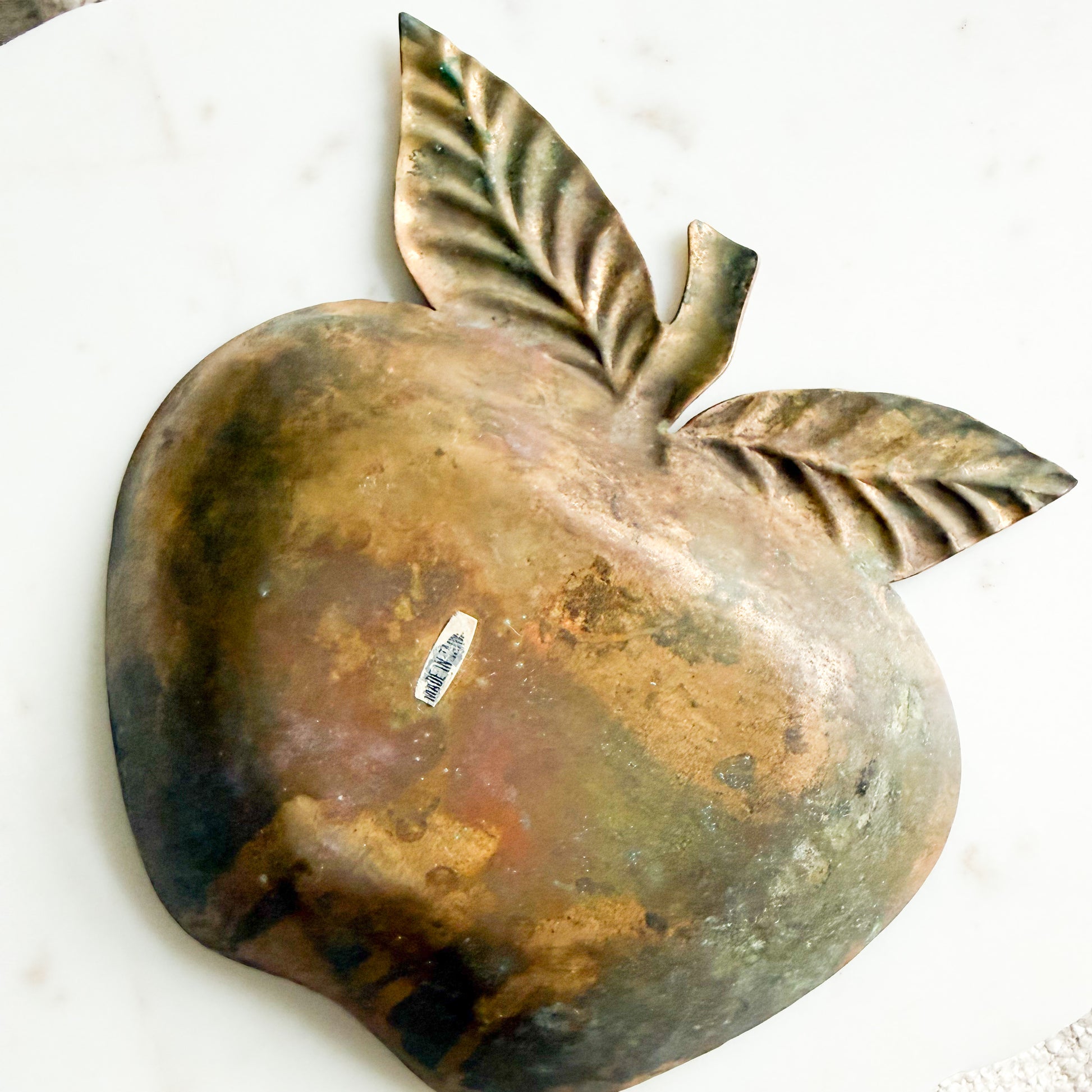 Apple Vintage Brass Jewelry Bowl